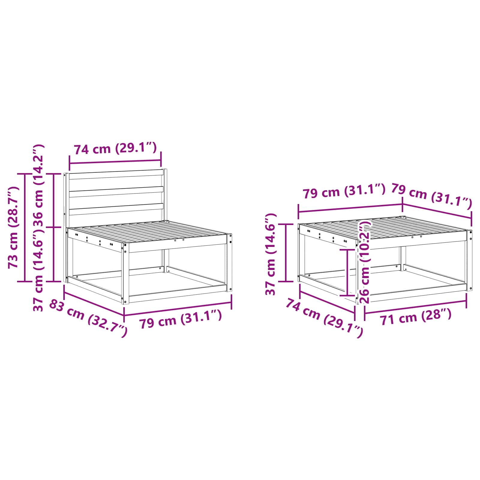 Set vanjskih sofa 4 pcs Prirodna Čvrsto drvo akacije