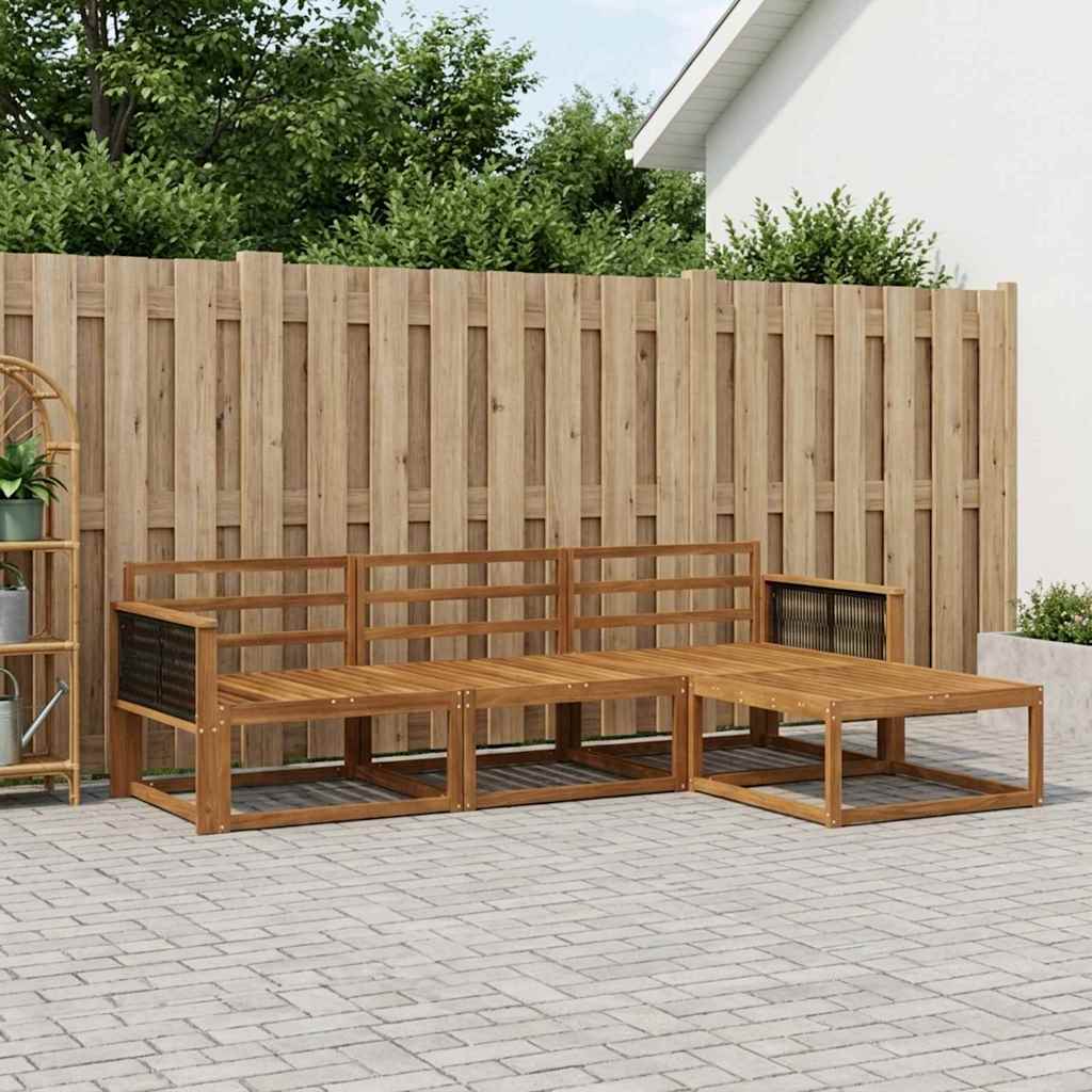 Set vanjskih sofa 4 pcs Prirodna Čvrsto drvo akacije