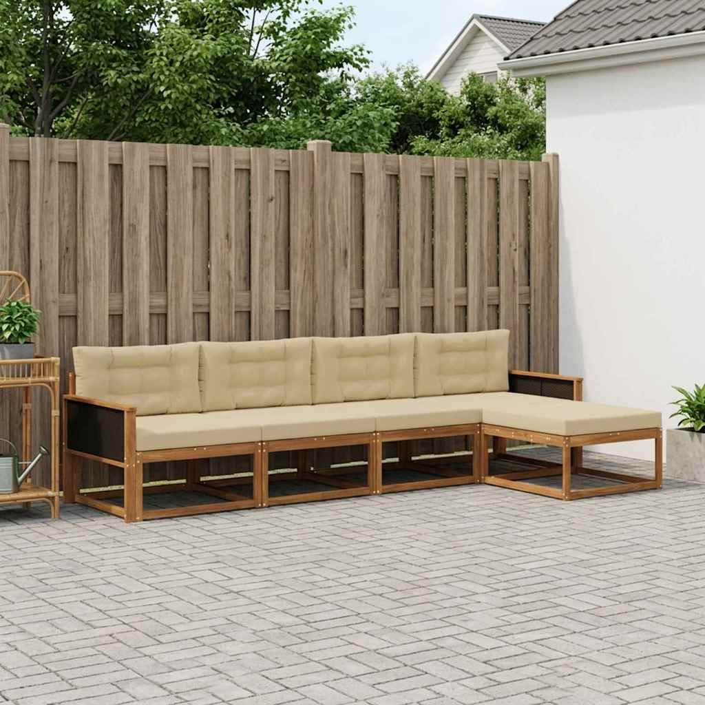 Set vanjskih sofa 5 kom. Prirodna i bež