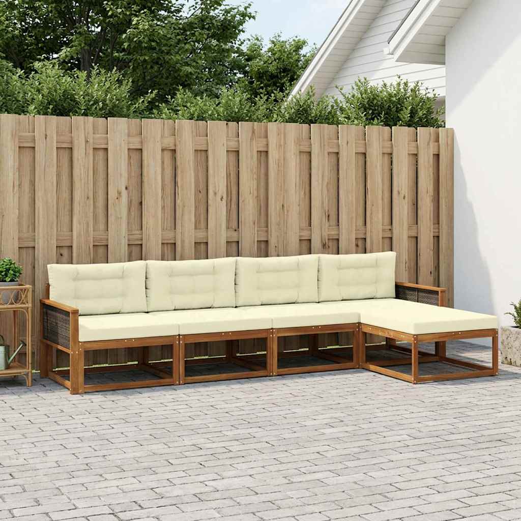 Set vanjskih sofa 5 kom. Prirodna i krem
