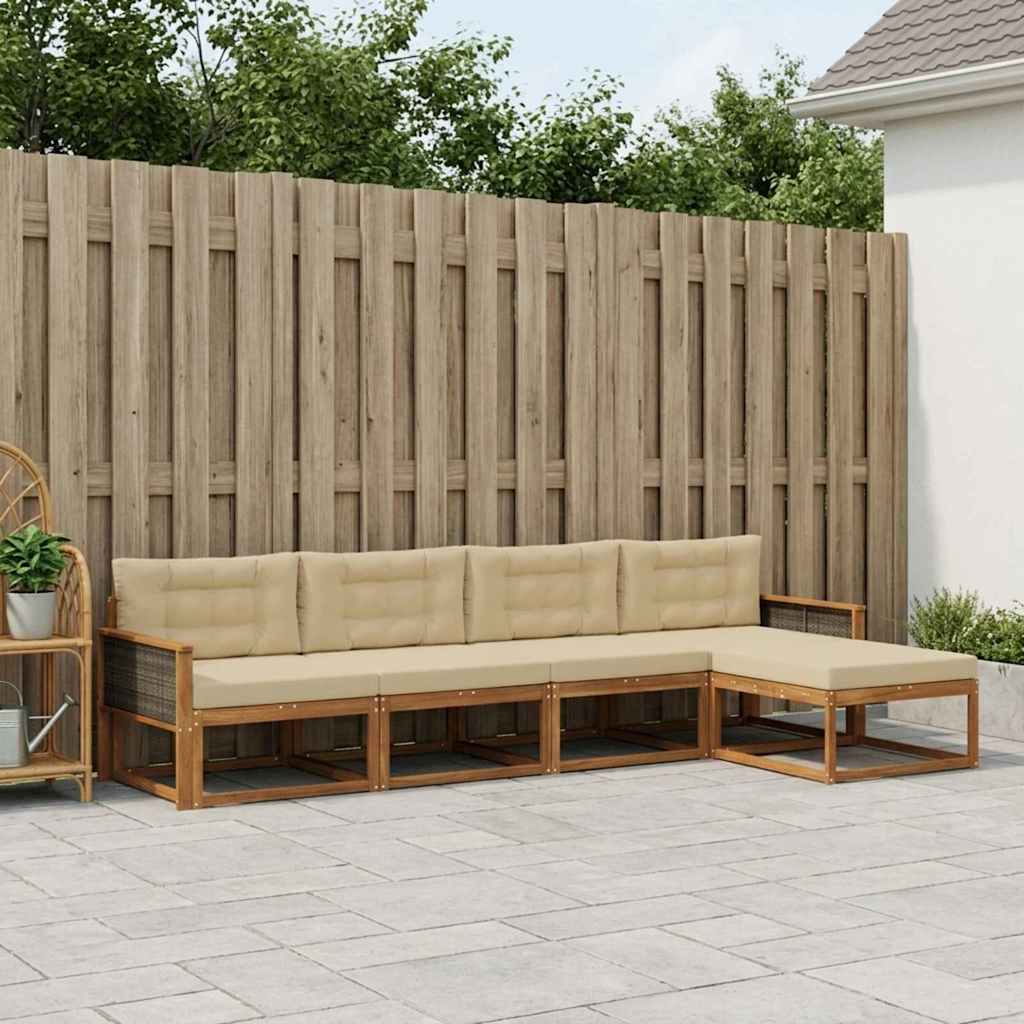 Set vanjskih sofa 5 kom. Prirodna i bež