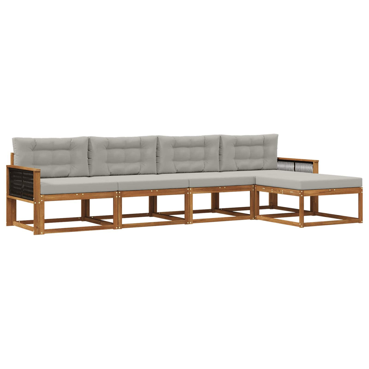 Set vanjskih sofa s jastukom 5 pcs Prirodna i Svjetlosiva