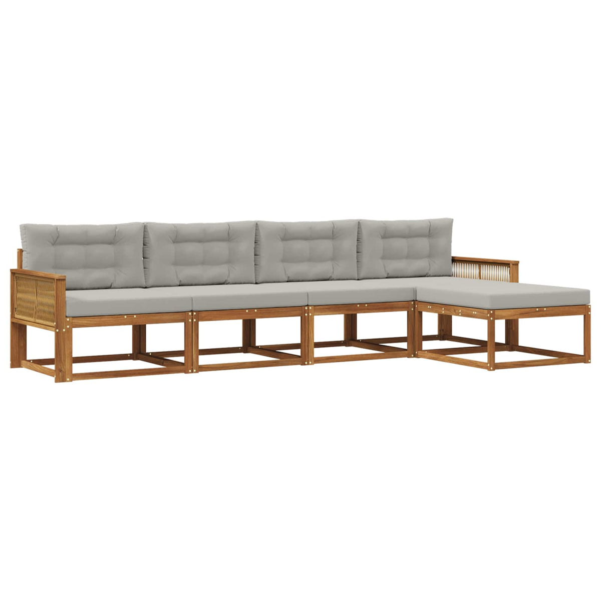 Set vanjskih sofa 5 kom. Prirodna i Svjetlosiva
