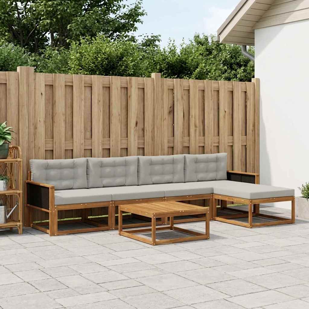 Set vanjskih sofa s jastukom 6 pcs Prirodna i Svjetlosiva