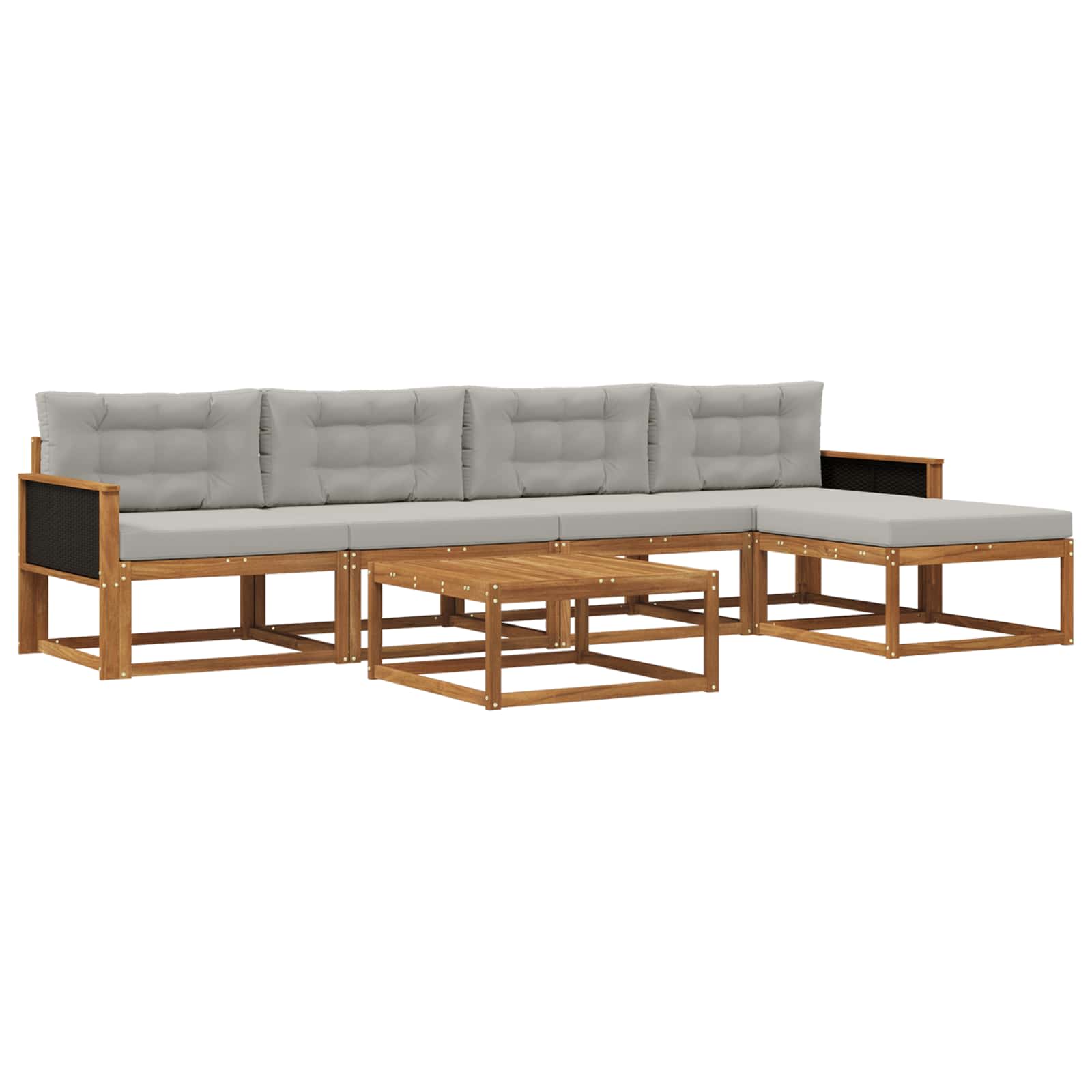 Set vanjskih sofa s jastukom 6 pcs Prirodna i Svjetlosiva