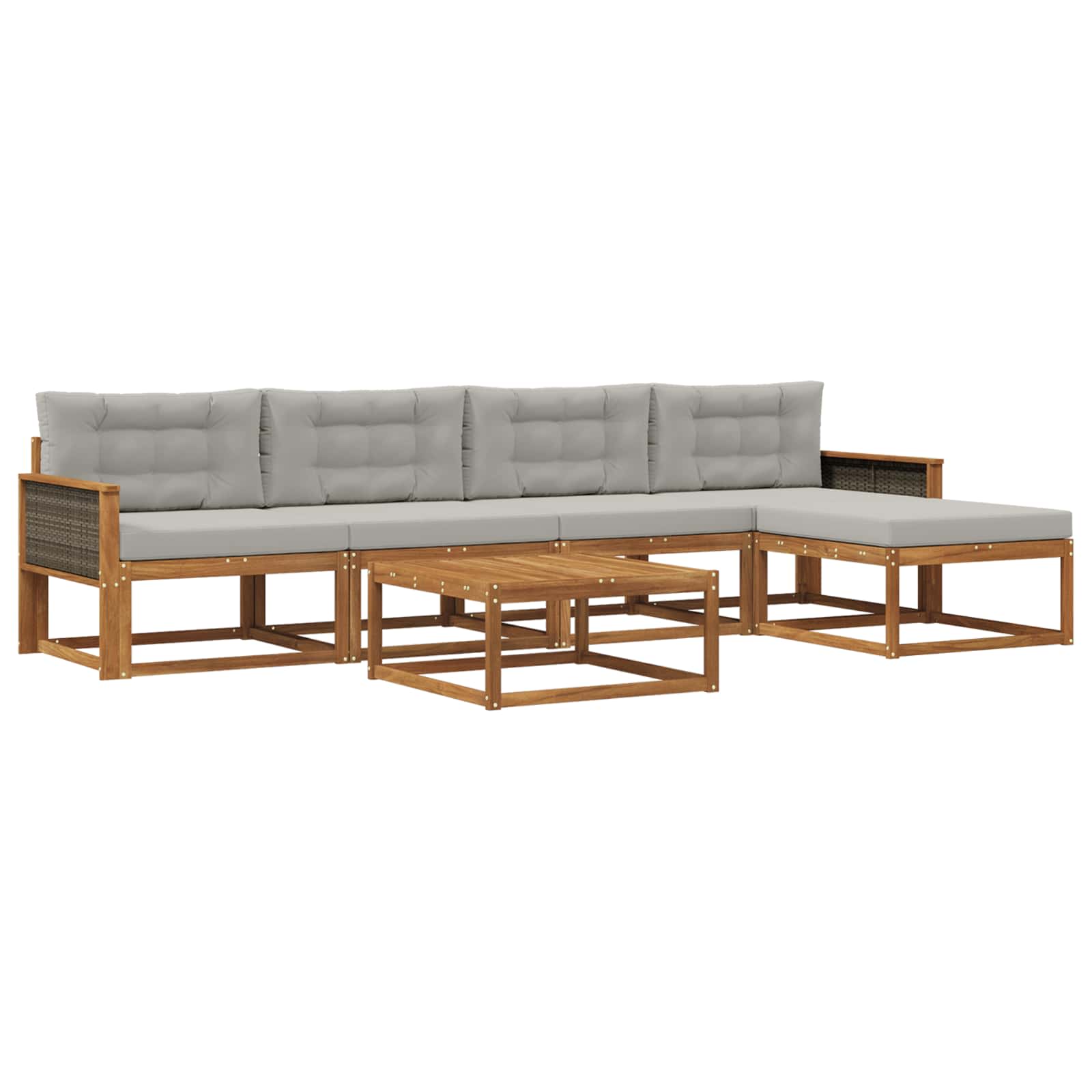 Set vanjskih sofa s jastukom 6 pcs Prirodna i Svjetlosiva
