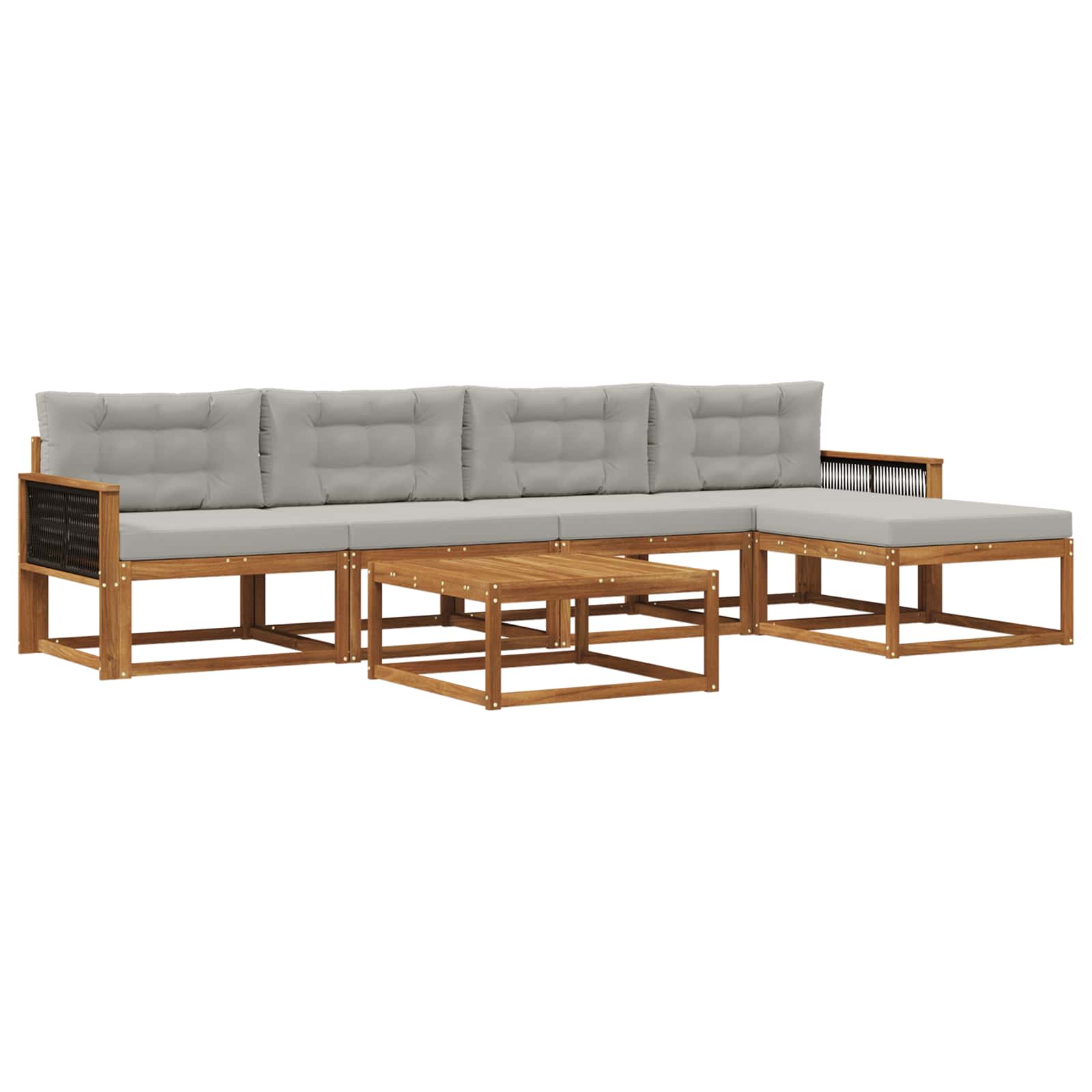 Set vanjskih sofa s jastukom 6 pcs Prirodna i Svjetlosiva