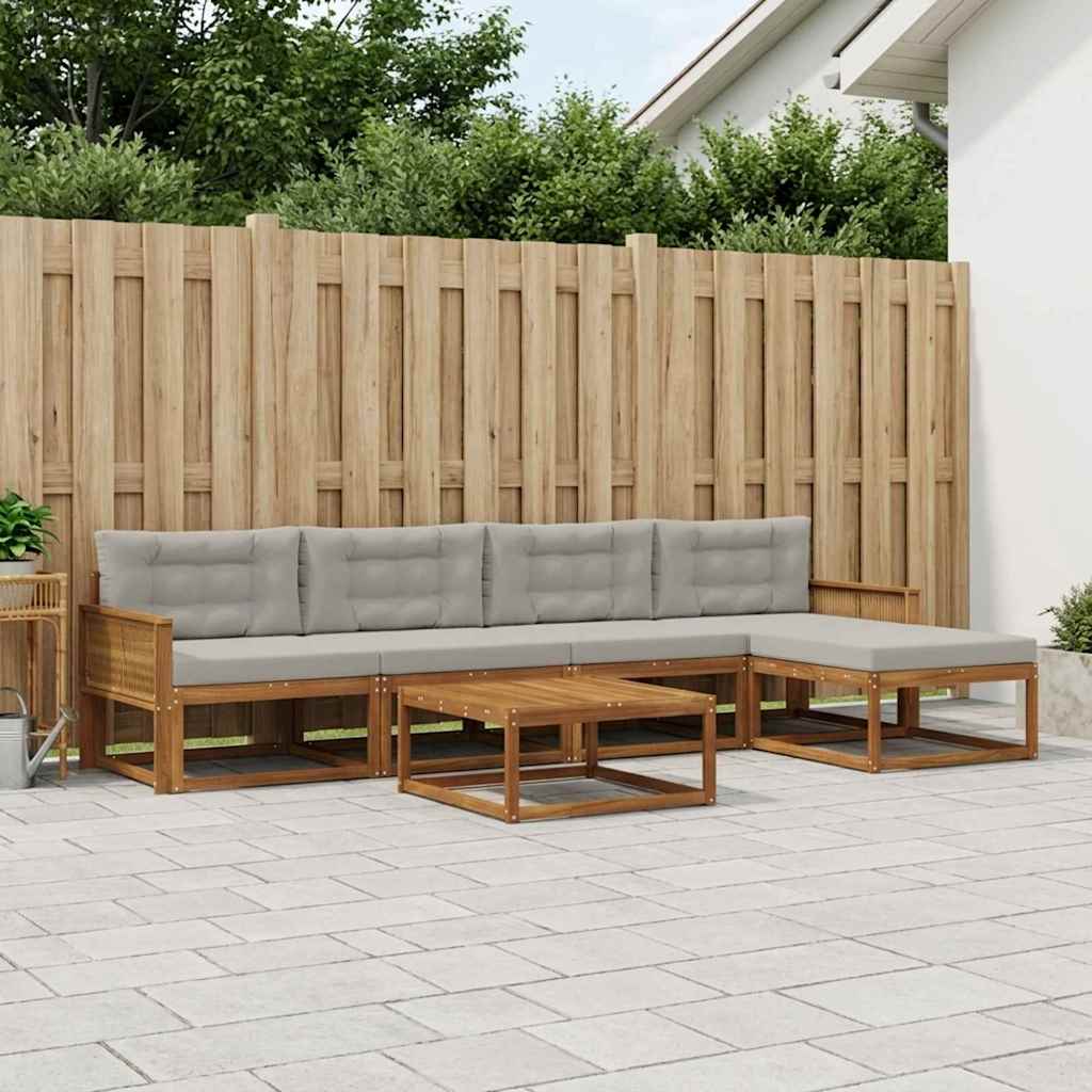 Set vanjskih sofa s jastukom 6 pcs Prirodna i Svjetlosiva