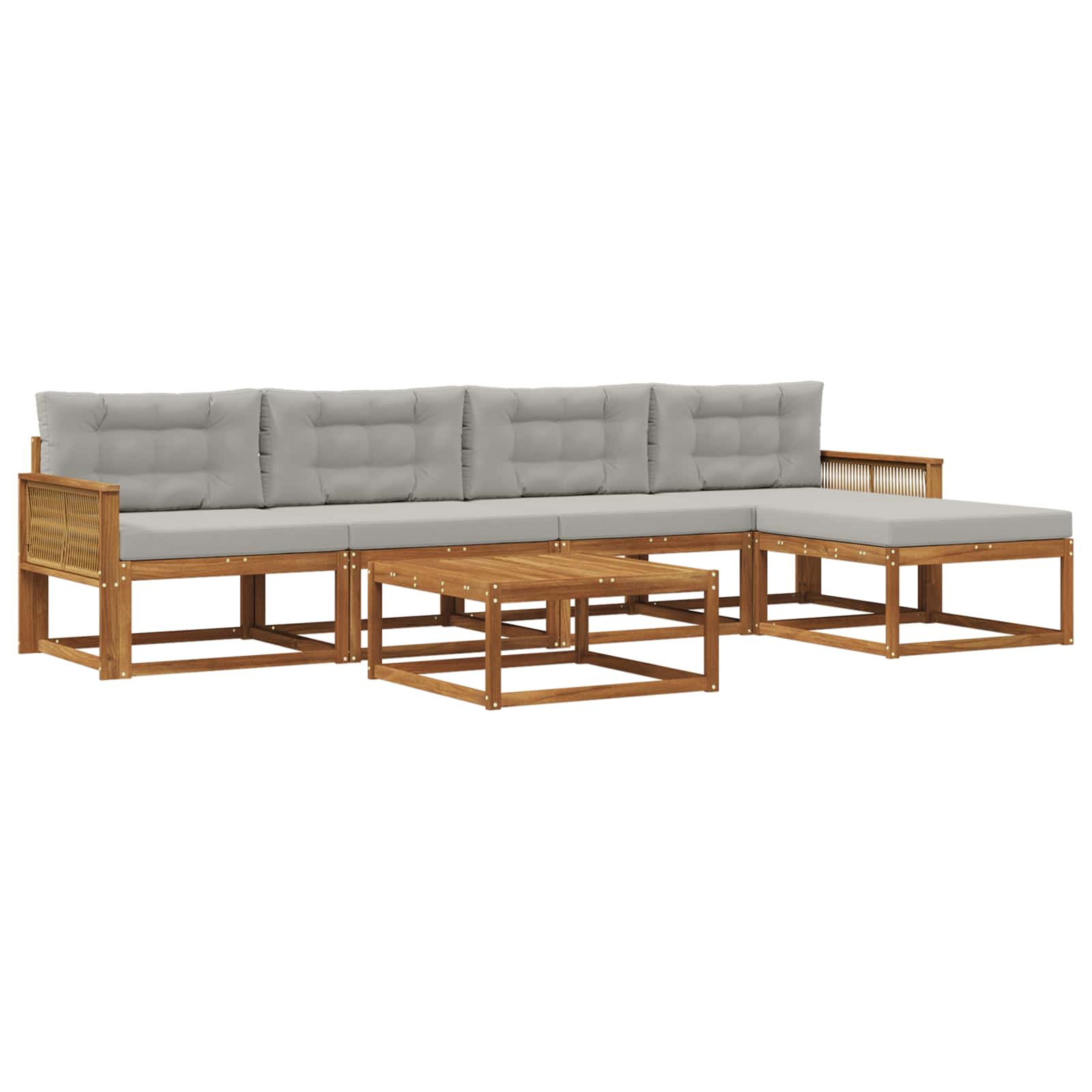Set vanjskih sofa s jastukom 6 pcs Prirodna i Svjetlosiva