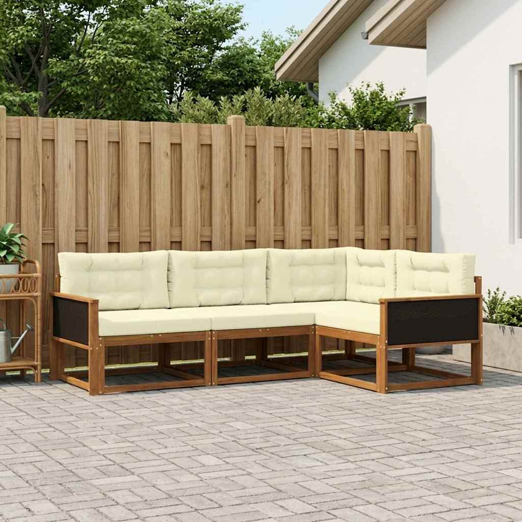 Set vanjskih sofa 4 kom. Prirodna i krem