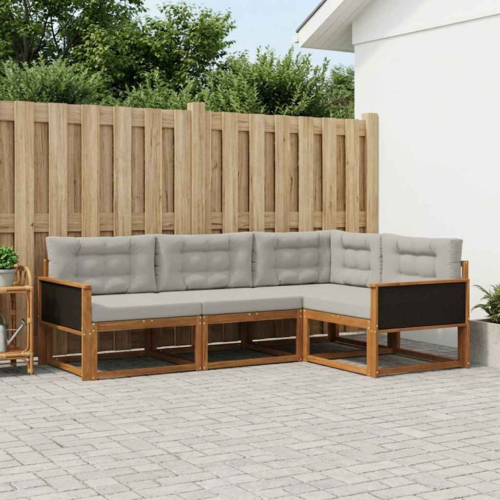 Set vanjskih sofa s jastukom 4 pcs Prirodna i Svjetlosiva