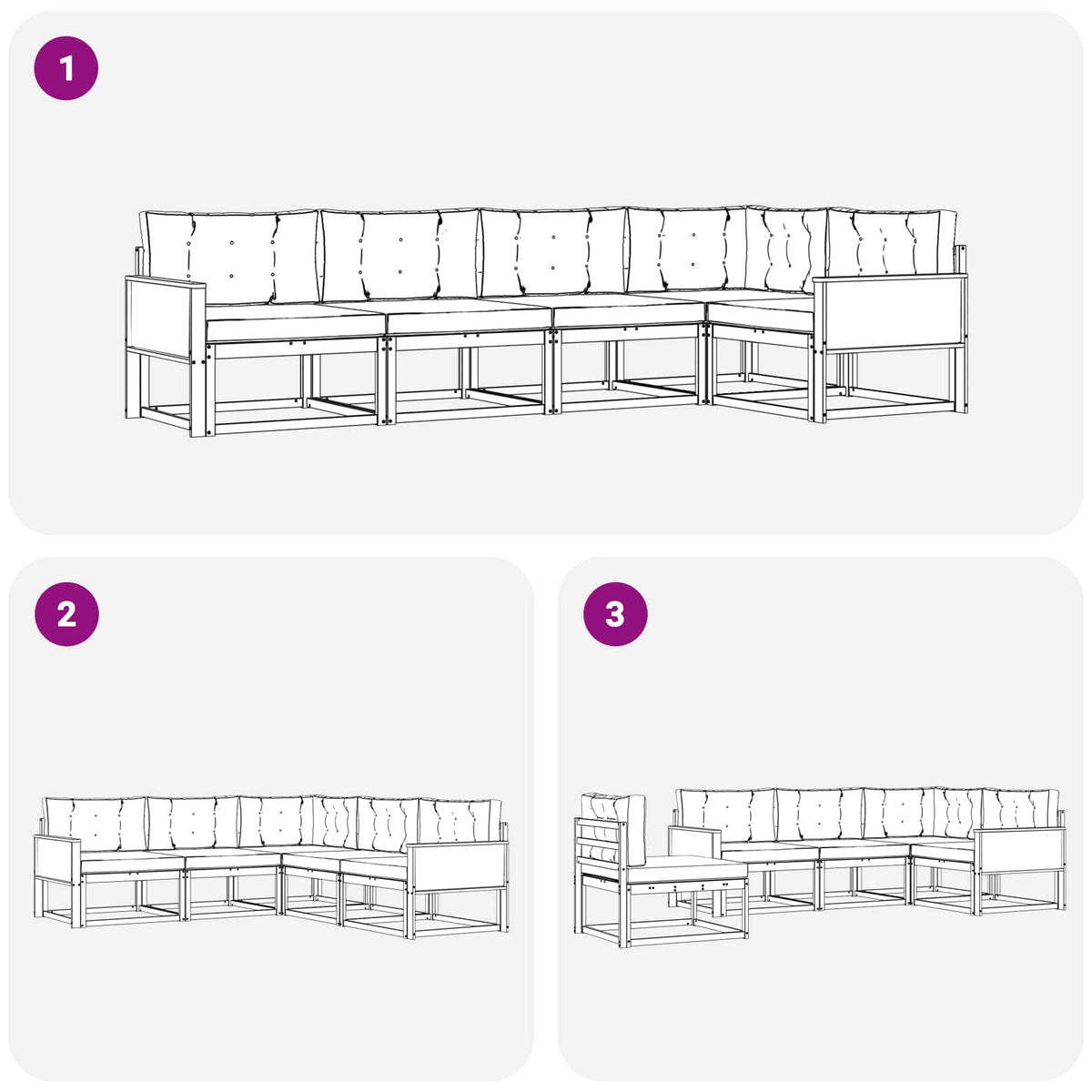 Set vanjskih sofa 5 pcs Prirodna i antracit