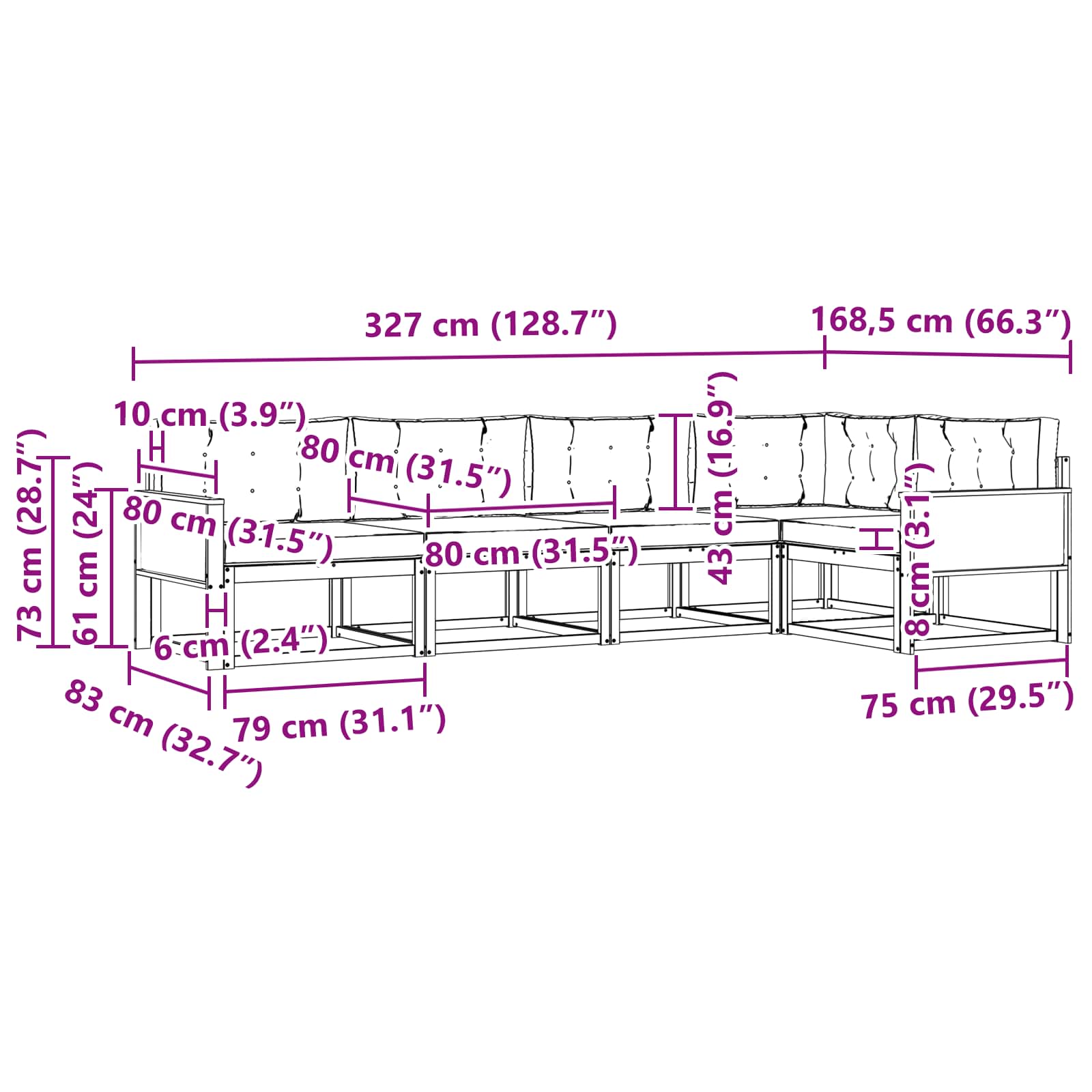 Set vanjskih sofa 5 pcs Prirodna i bež