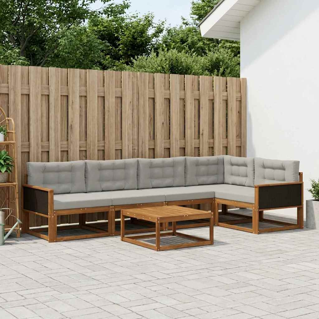 Set vanjskih sofa s jastukom 6 pcs Prirodna i Svjetlosiva