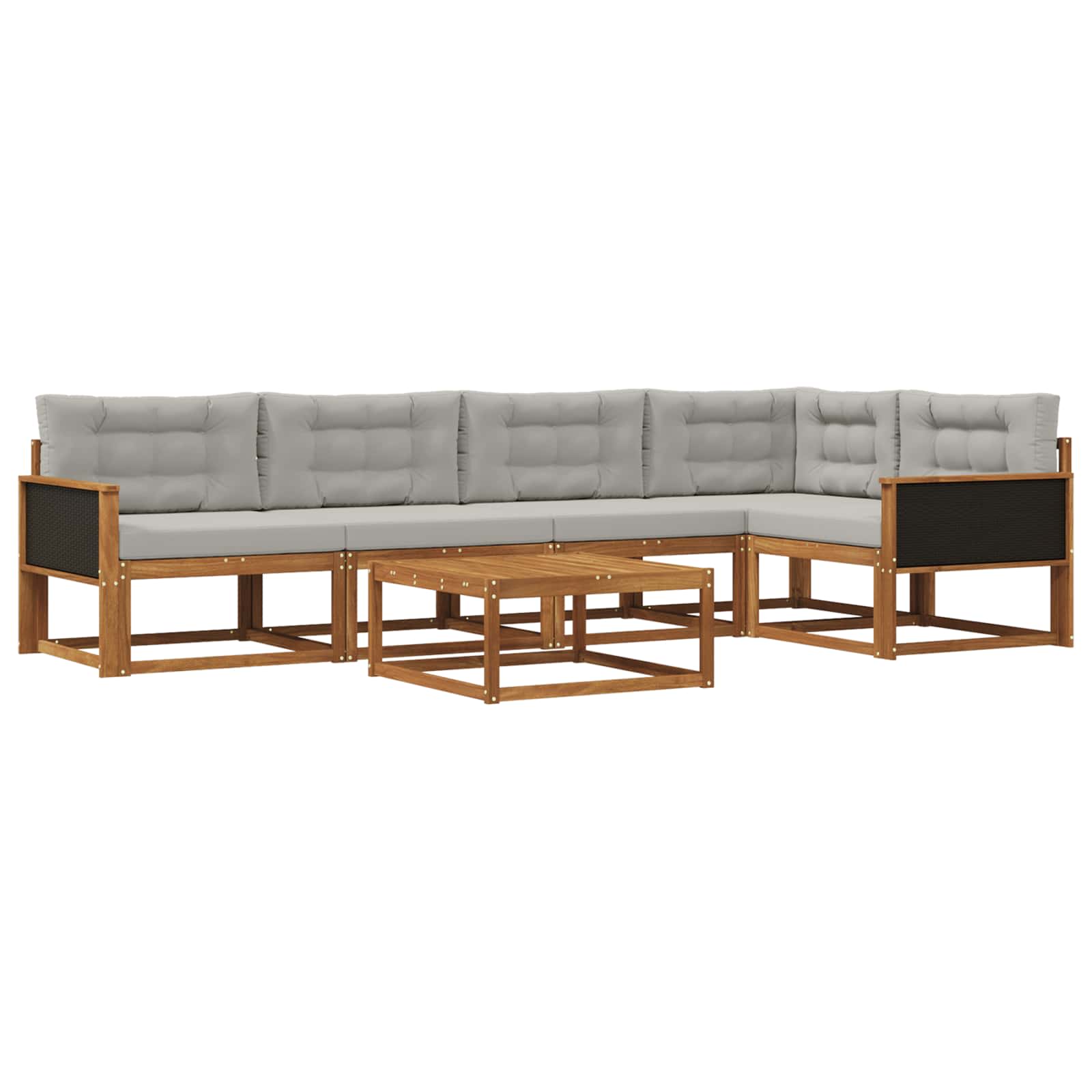 Set vanjskih sofa s jastukom 6 pcs Prirodna i Svjetlosiva