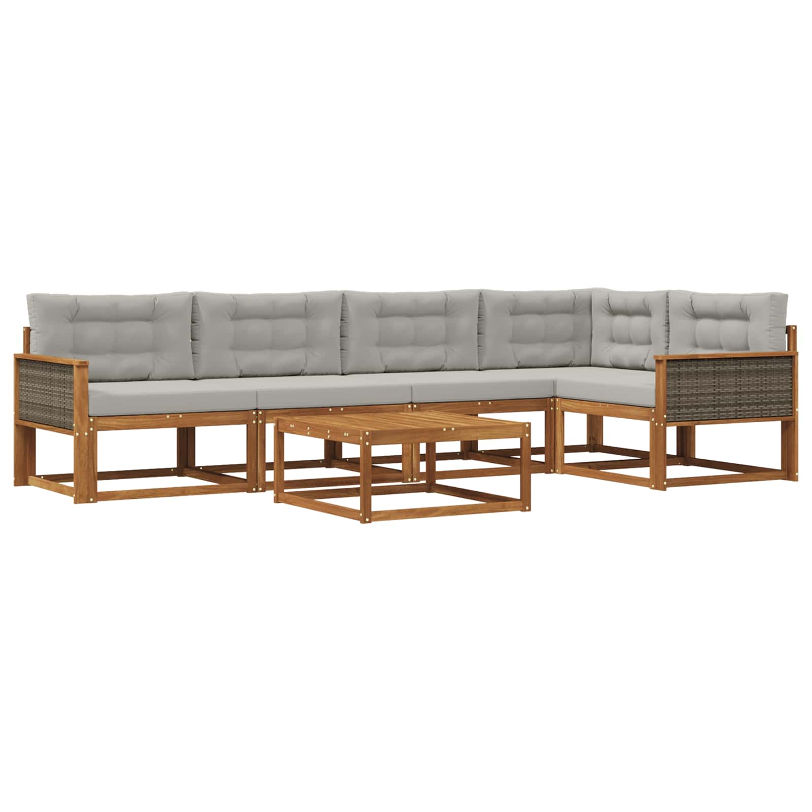 Set vanjskih sofa s jastukom 6 pcs Prirodna i Svjetlosiva