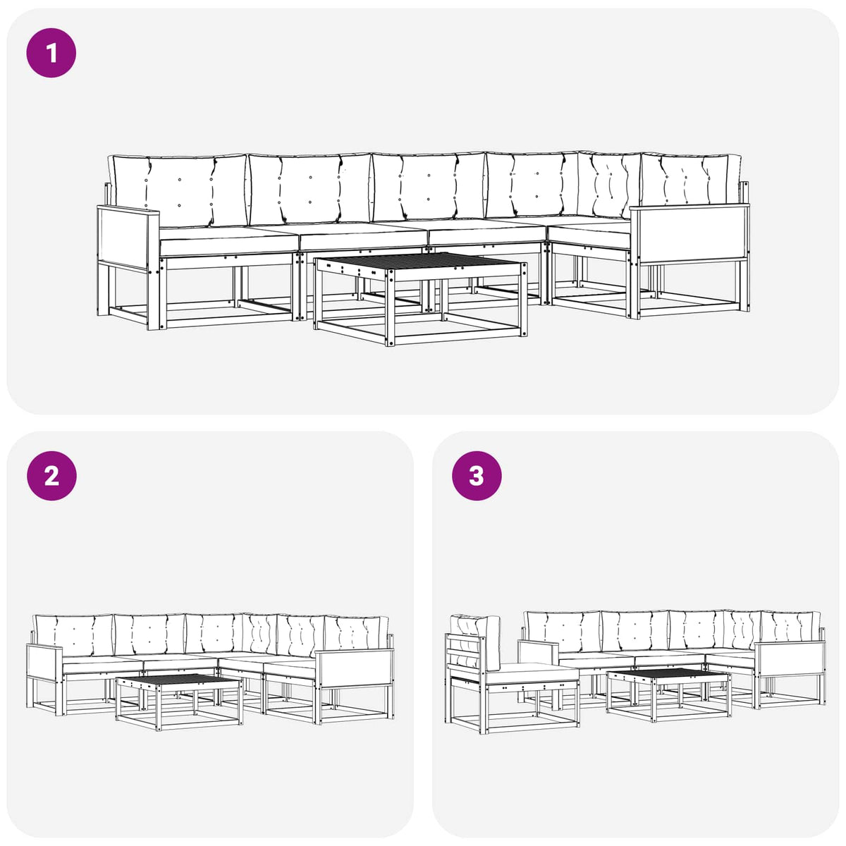 Set vanjskih sofa 6 kom. Prirodna i krem