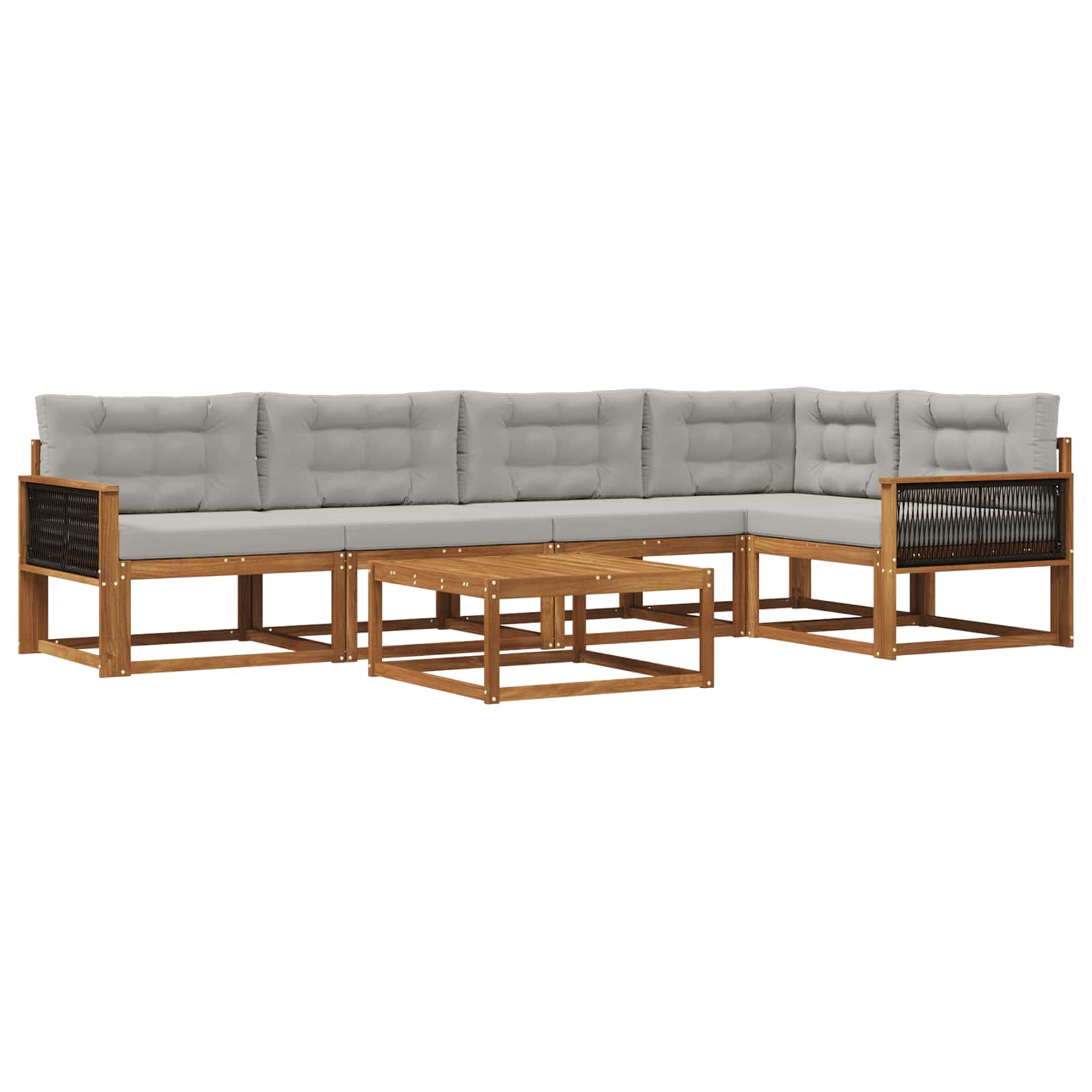 Set vanjskih sofa s jastukom 6 pcs Prirodna i Svjetlosiva
