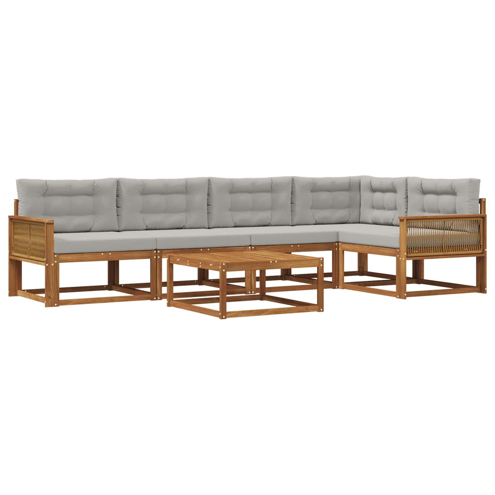 Set vanjskih sofa s jastukom 6 pcs Prirodna i Svjetlosiva