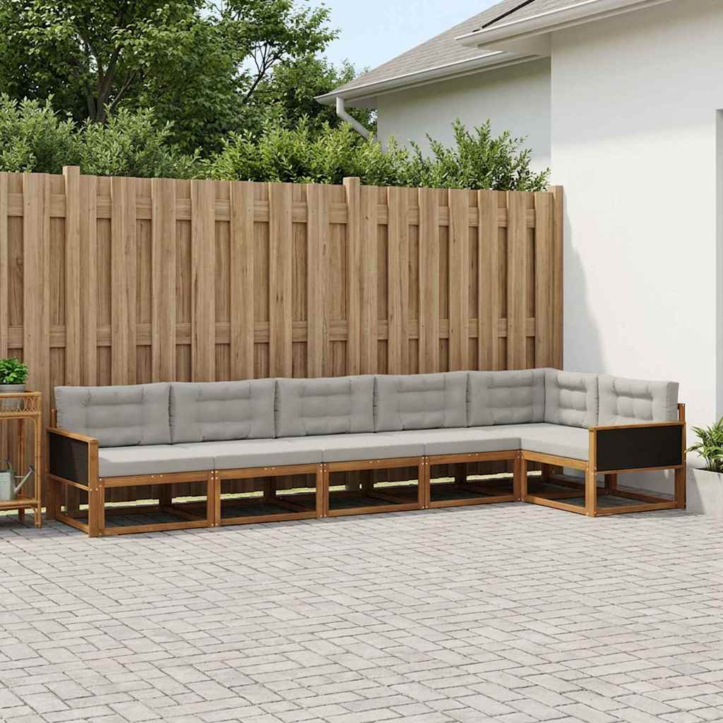 Set vanjskih sofa s jastukom 6 pcs Prirodna i Svjetlosiva