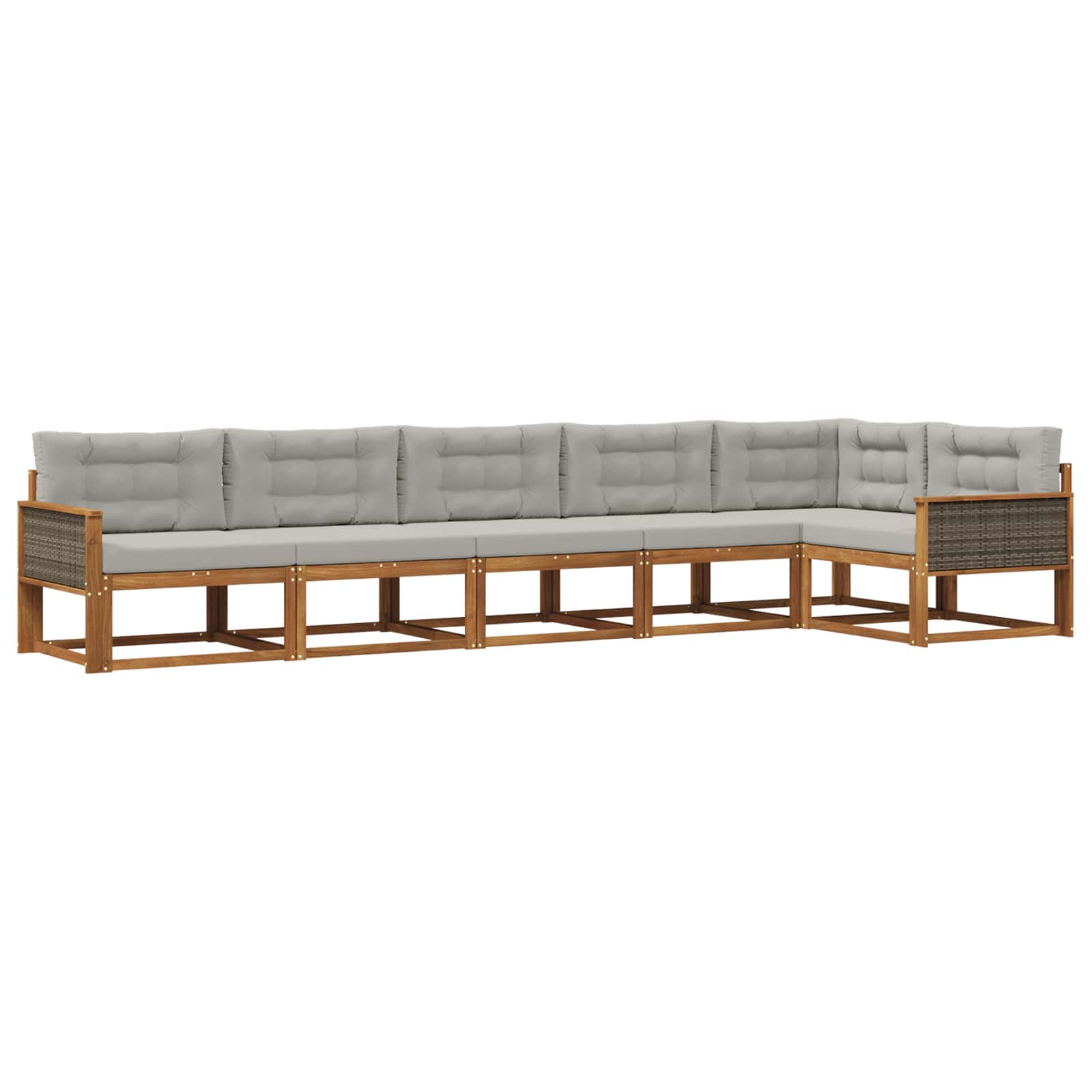 Set vanjskih sofa s jastukom 6 pcs Prirodna i Svjetlosiva