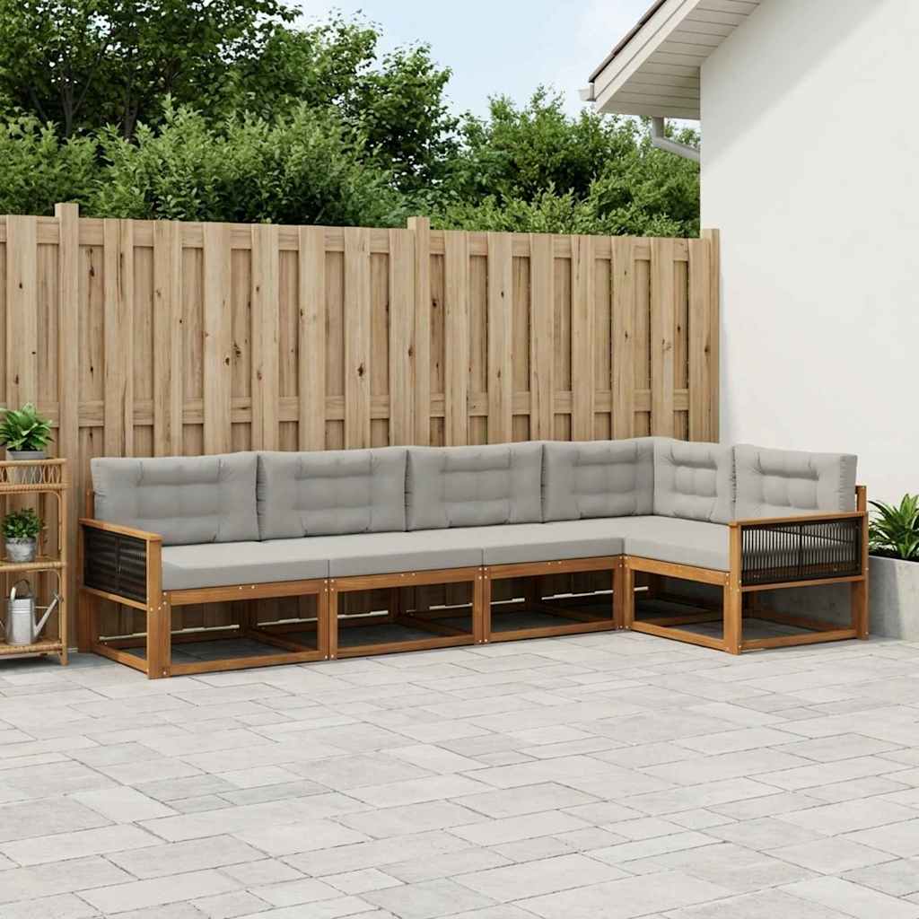 Set vanjskih sofa s jastukom 6 pcs Prirodna i Svjetlosiva