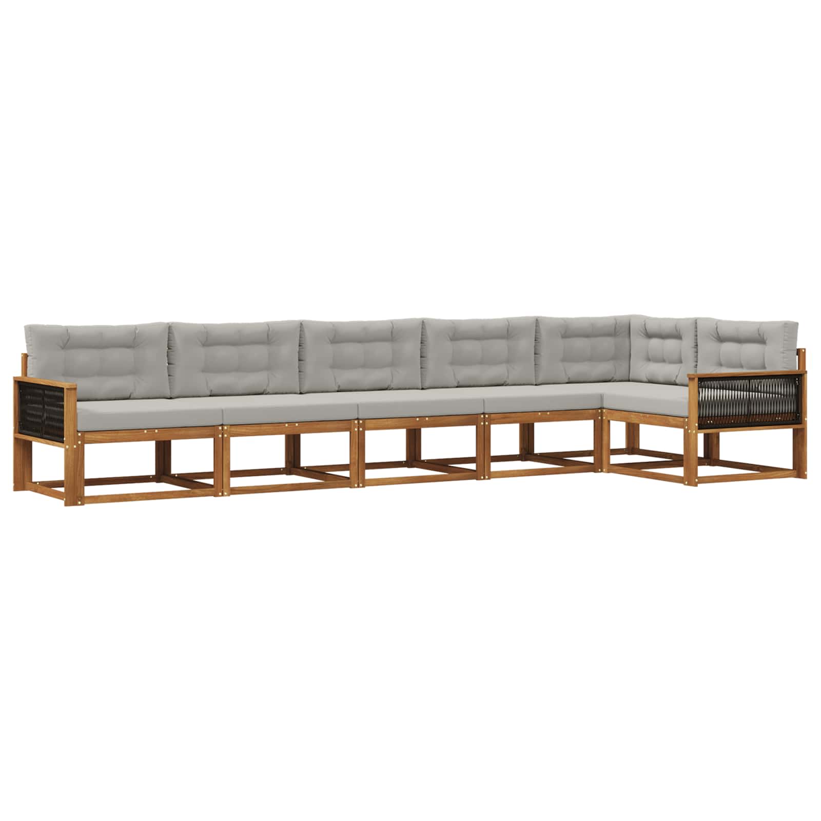Set vanjskih sofa s jastukom 6 pcs Prirodna i Svjetlosiva