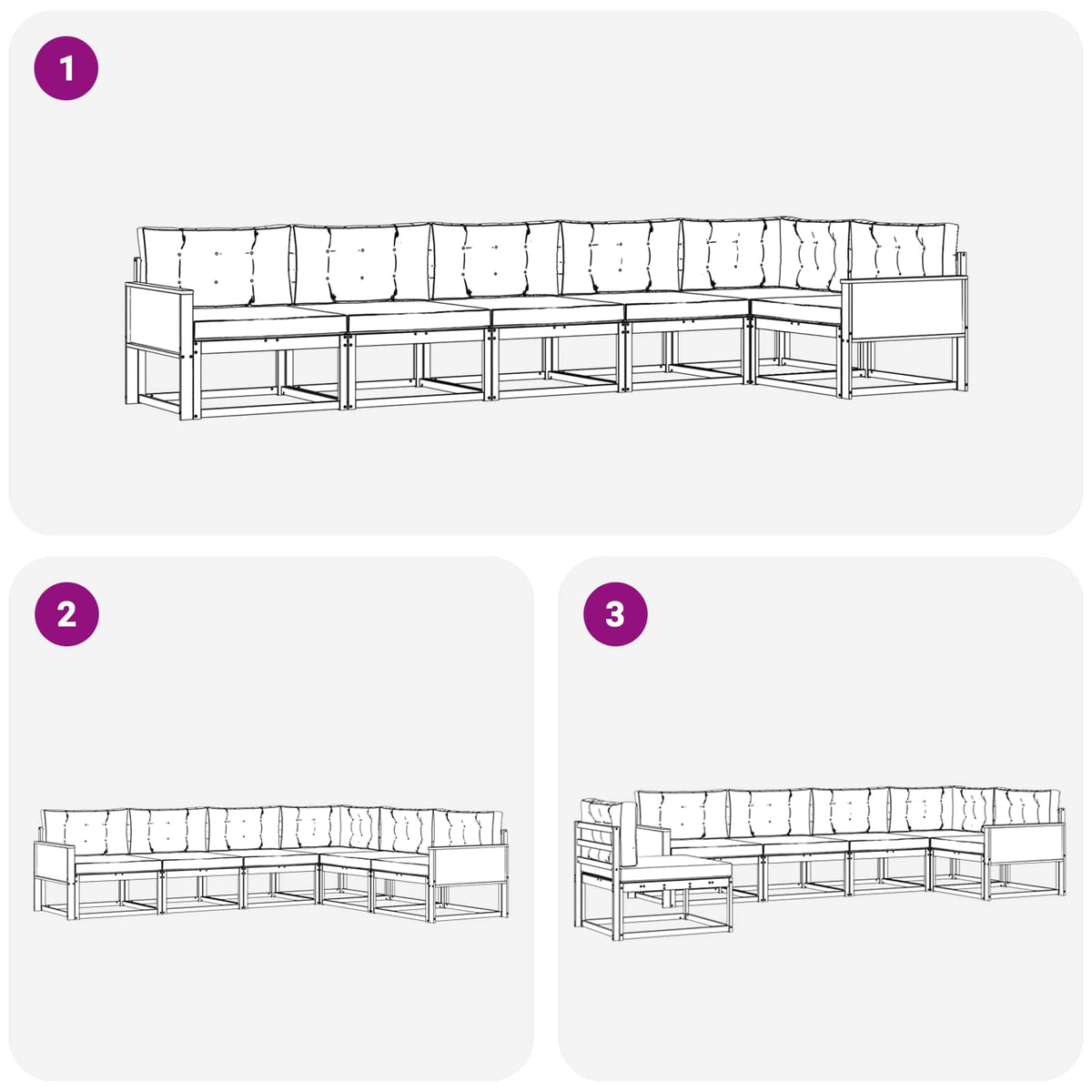 Set vanjskih sofa 6 pcs Prirodna i antracit