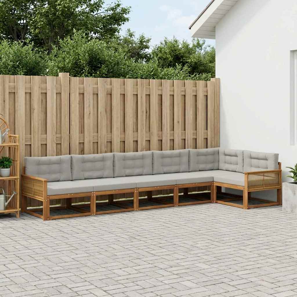 Set vanjskih sofa s jastukom 6 pcs Prirodna i Svjetlosiva