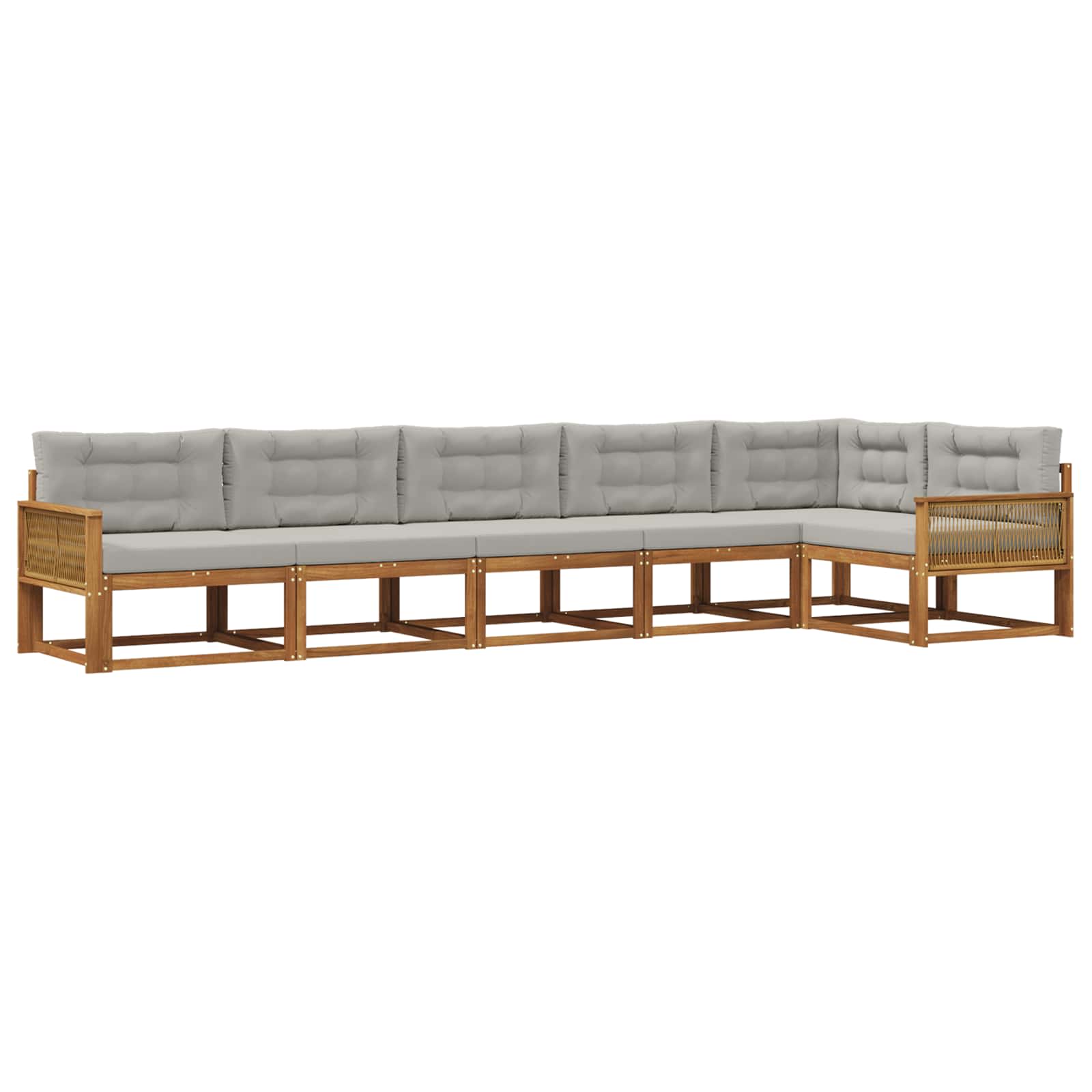 Set vanjskih sofa s jastukom 6 pcs Prirodna i Svjetlosiva