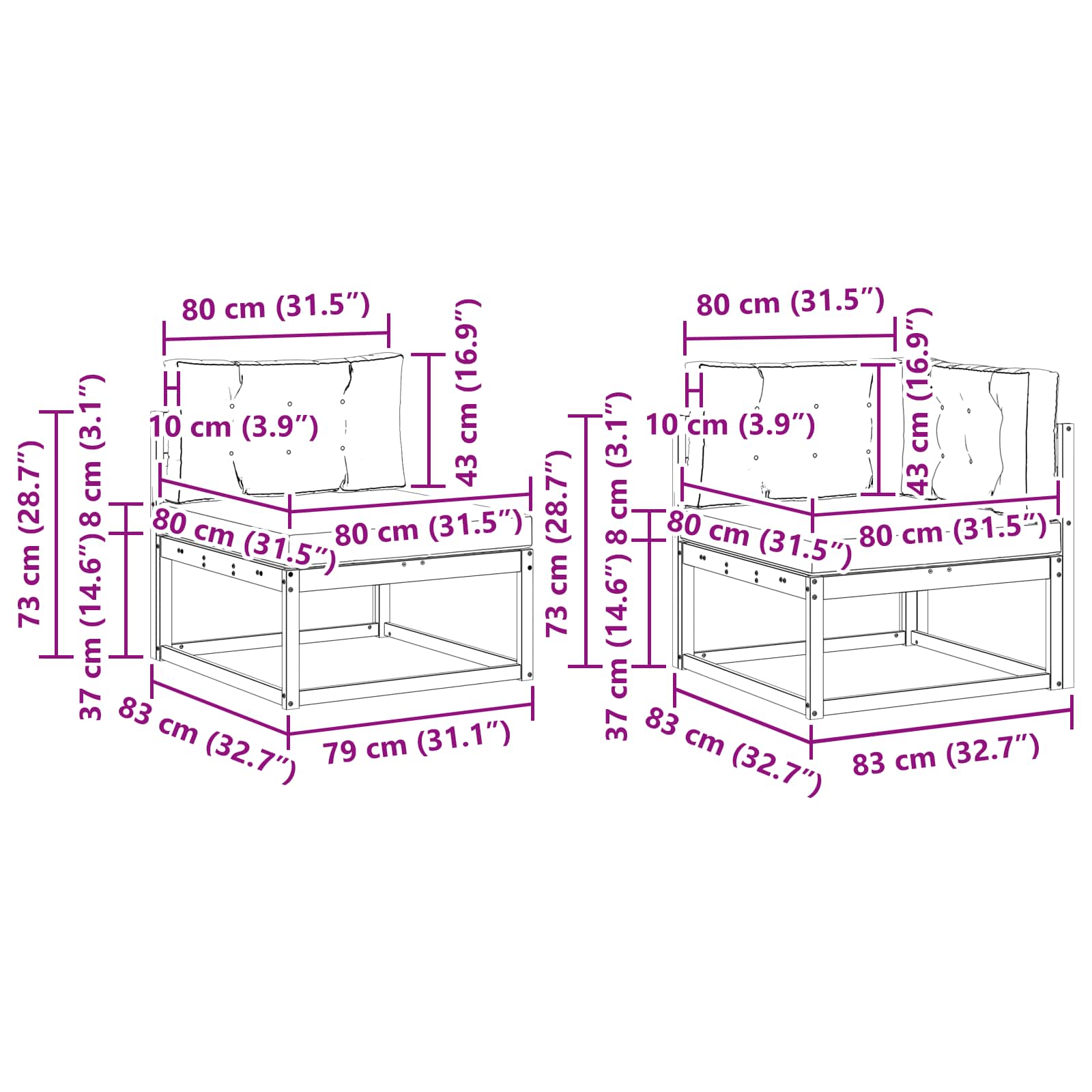Set vanjskih sofa 8 pcs Prirodna i krem