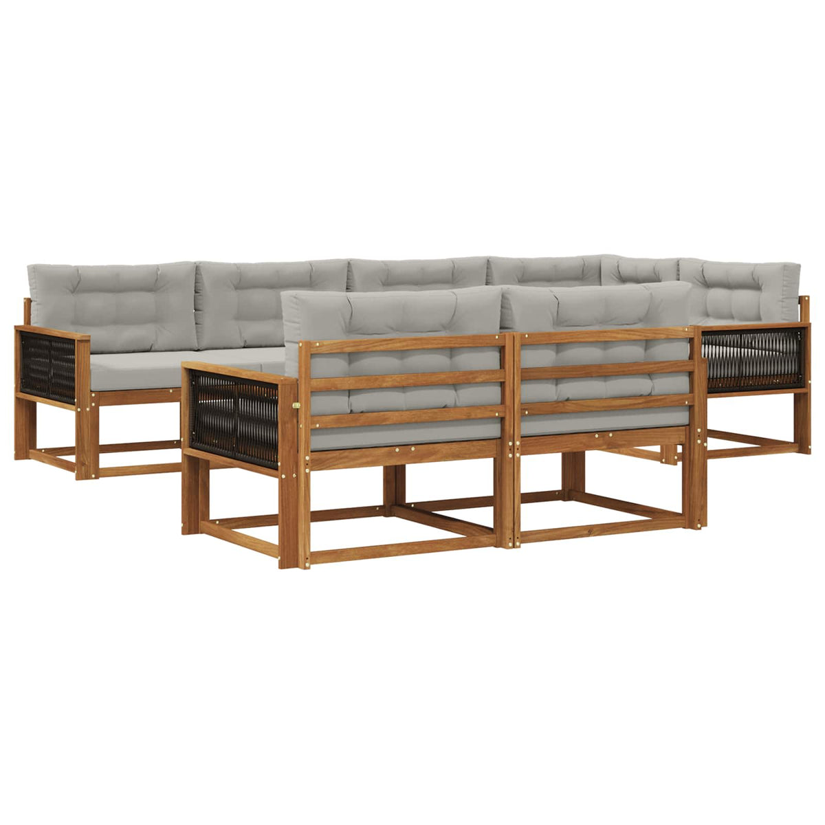Set vanjskih sofa s jastukom 7 pcs Prirodna i Svjetlosiva