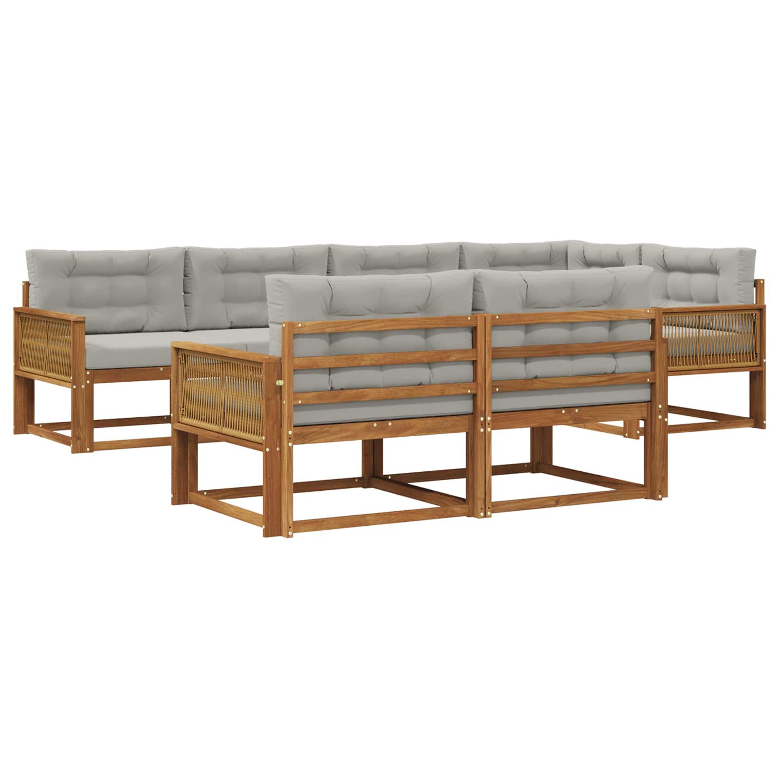Set vanjskih sofa s jastukom 7 pcs Prirodna i Svjetlosiva