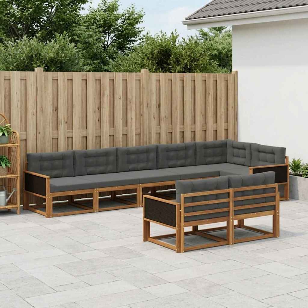 Set vanjskih sofa 8 pcs Prirodna i antracit
