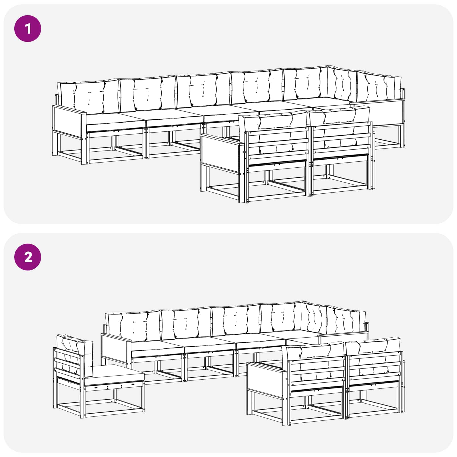 Set vanjskih sofa 8 pcs Prirodna i krem