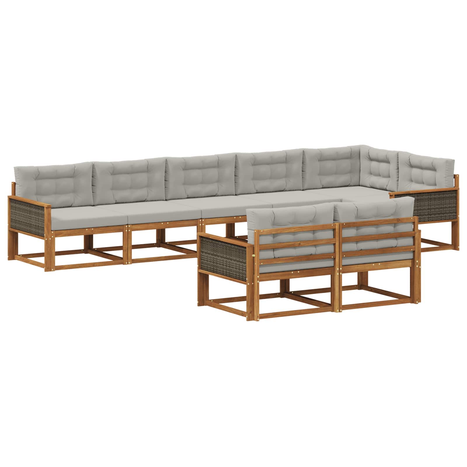 Set vanjskih sofa 8 pcs Prirodna i Svjetlosiva
