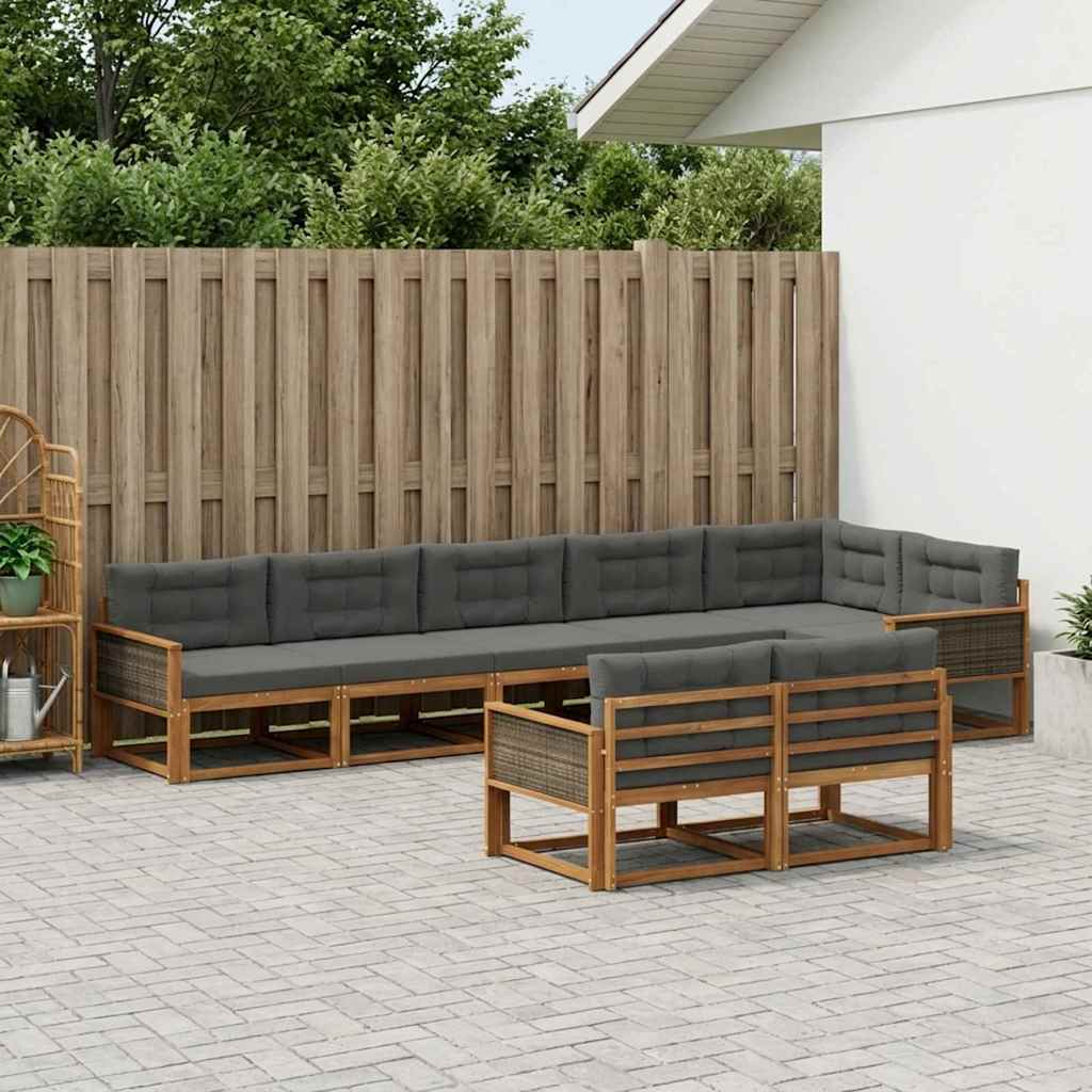 Set vanjskih sofa 8 pcs Prirodna i antracit