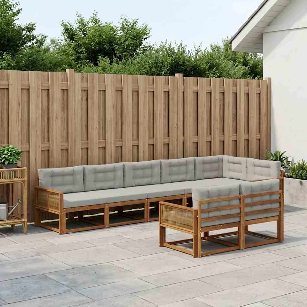 Set vanjskih sofa 8 kom. Prirodna i Svjetlosiva