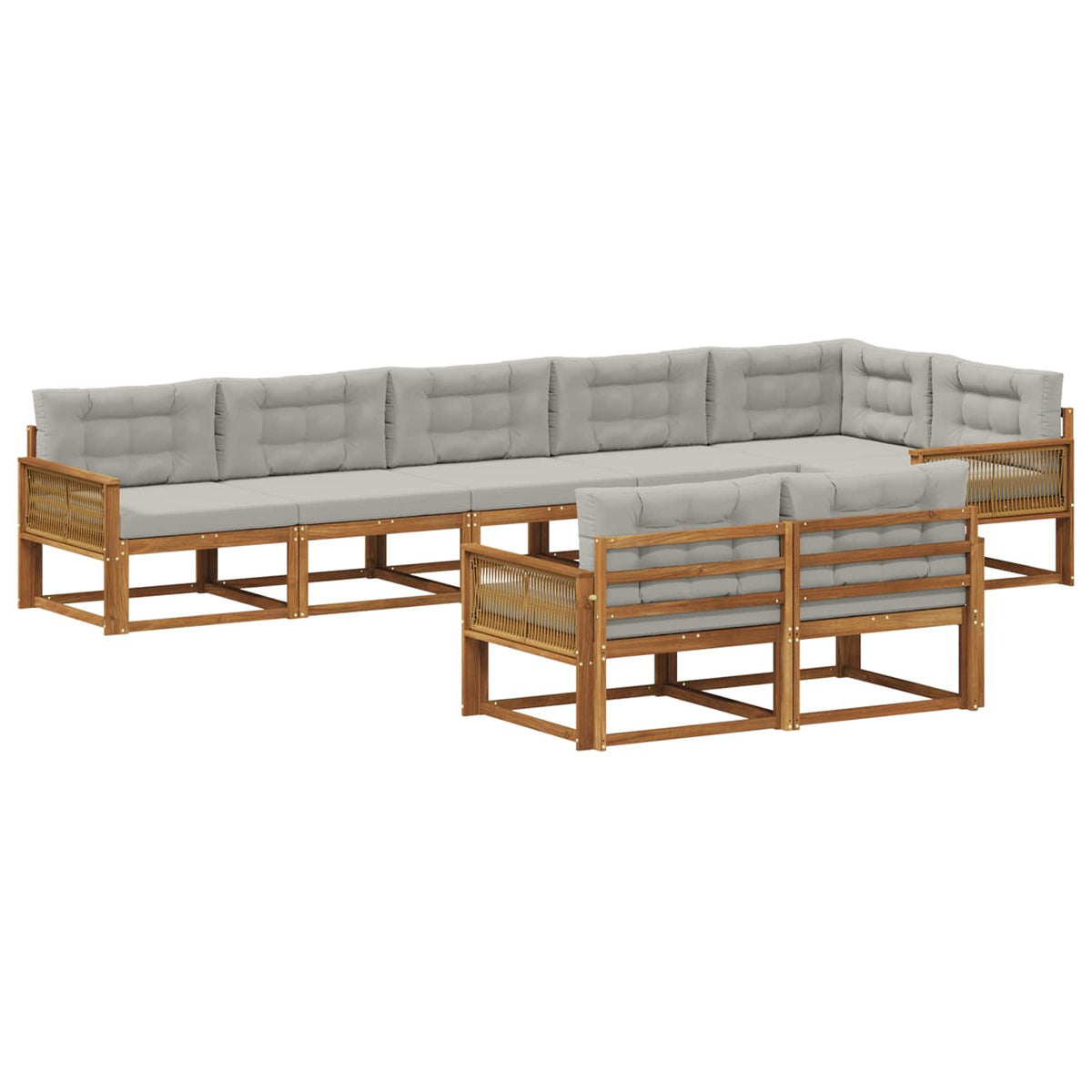 Set vanjskih sofa 8 kom. Prirodna i Svjetlosiva