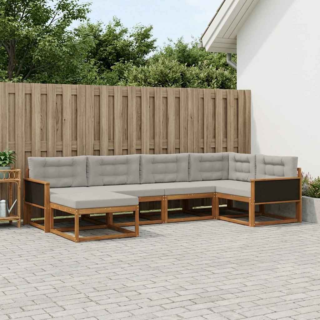 Set vanjskih sofa s jastukom 6 pcs Prirodna i Svjetlosiva