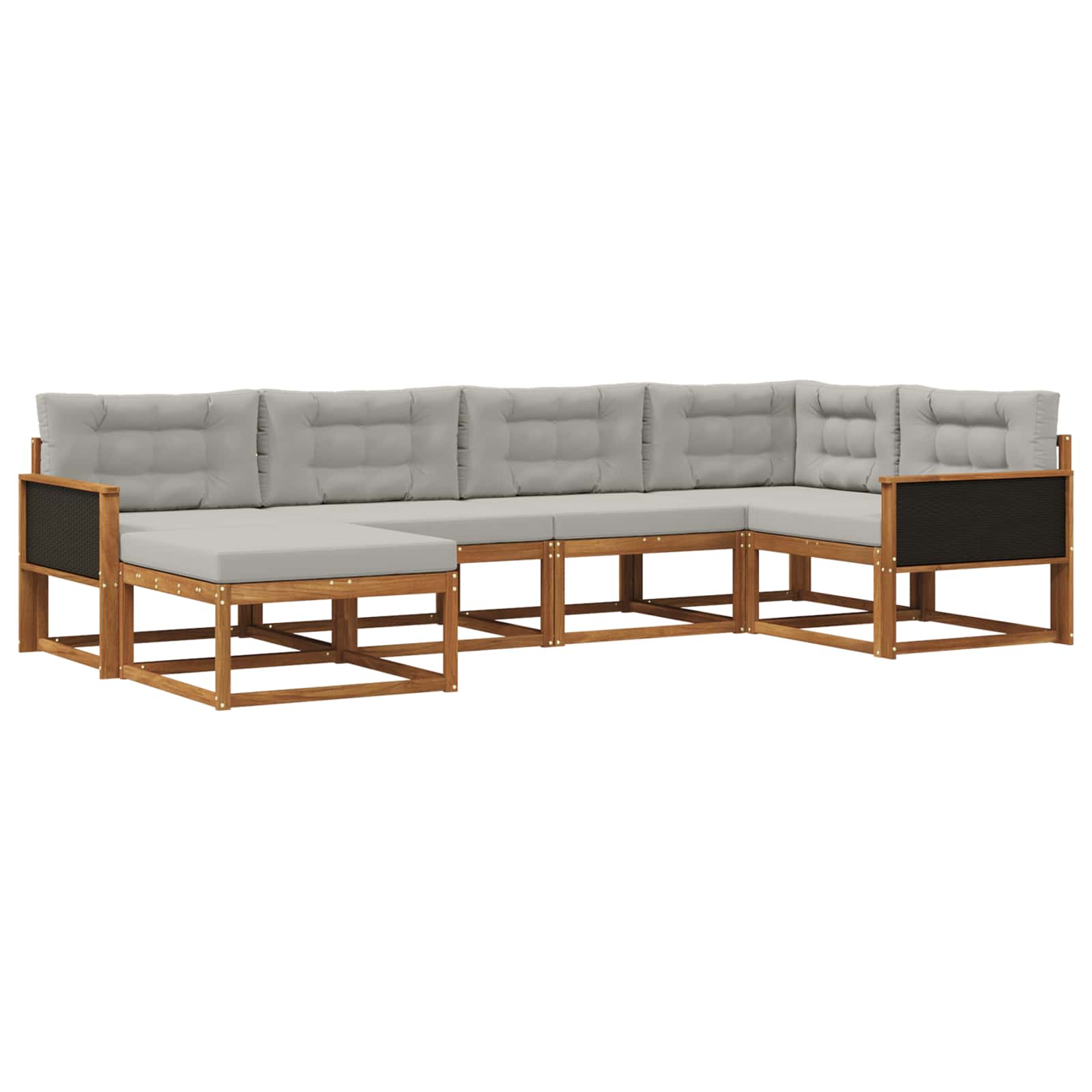 Set vanjskih sofa s jastukom 6 pcs Prirodna i Svjetlosiva