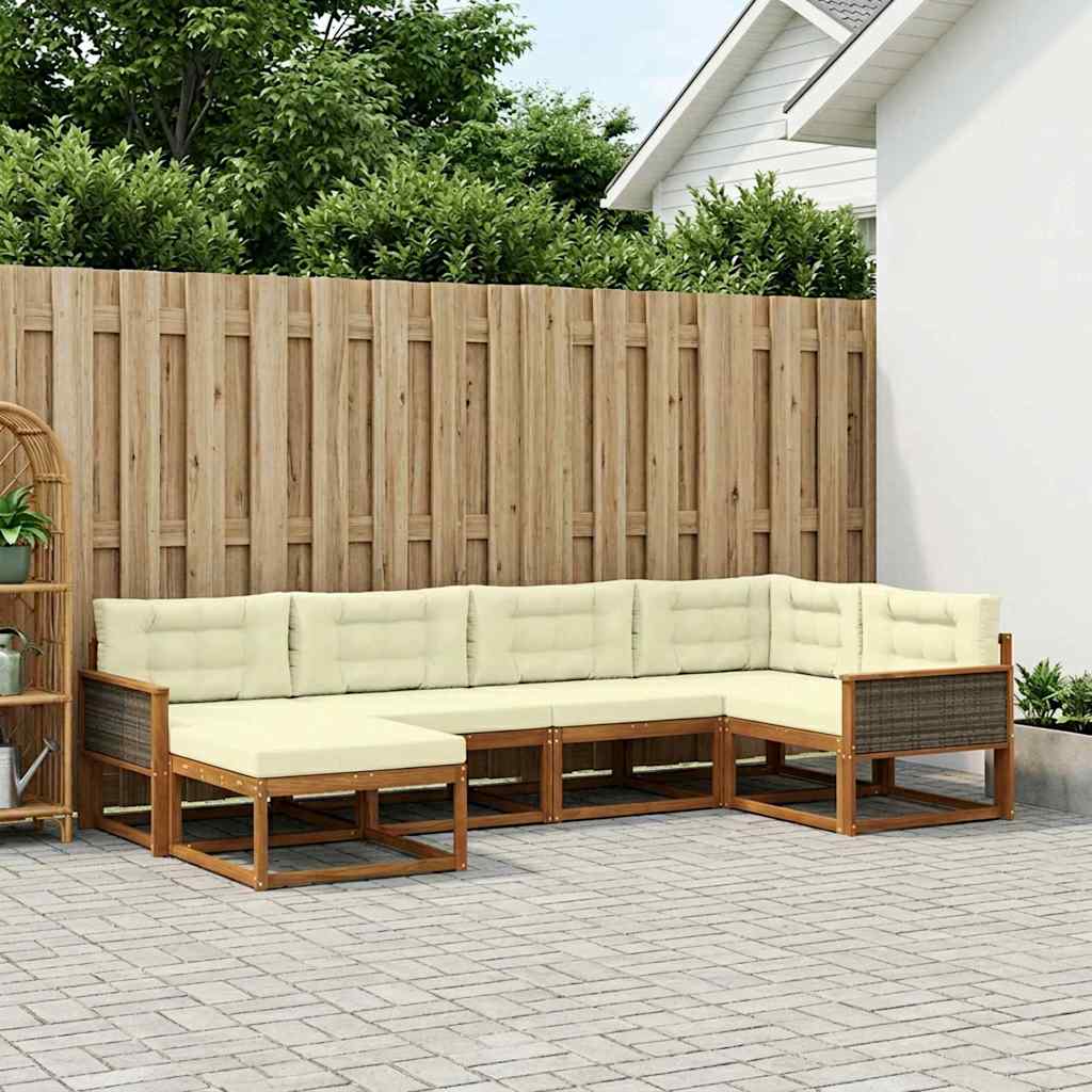 Set vanjskih sofa 6 pcs Prirodna i krem