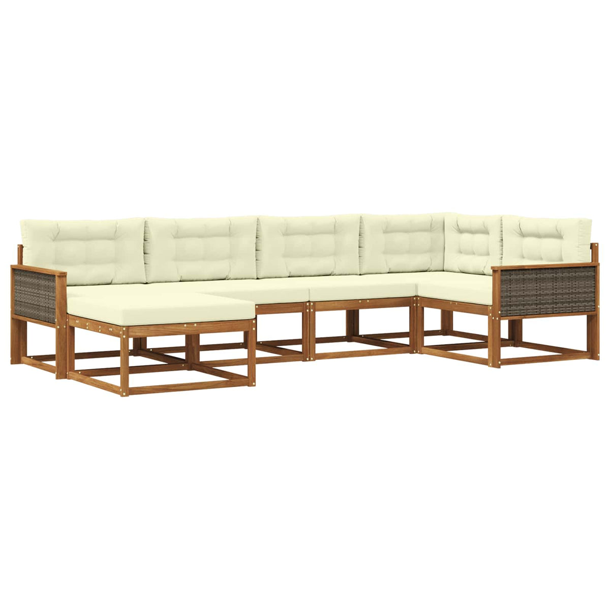 Set vanjskih sofa 6 kom. Prirodna i krem Smeđa 327 x 168,5 x 73 cm
