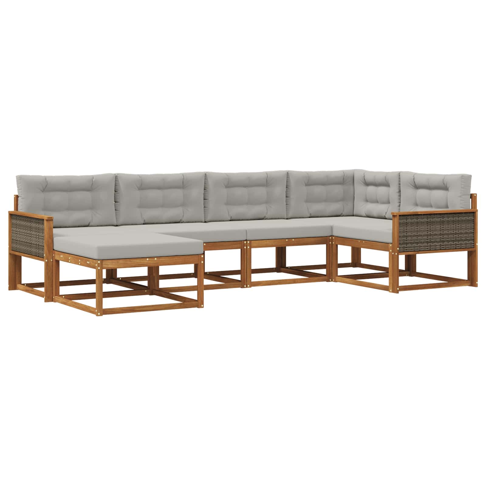 Set vanjskih sofa s jastukom 6 pcs Prirodna i Svjetlosiva