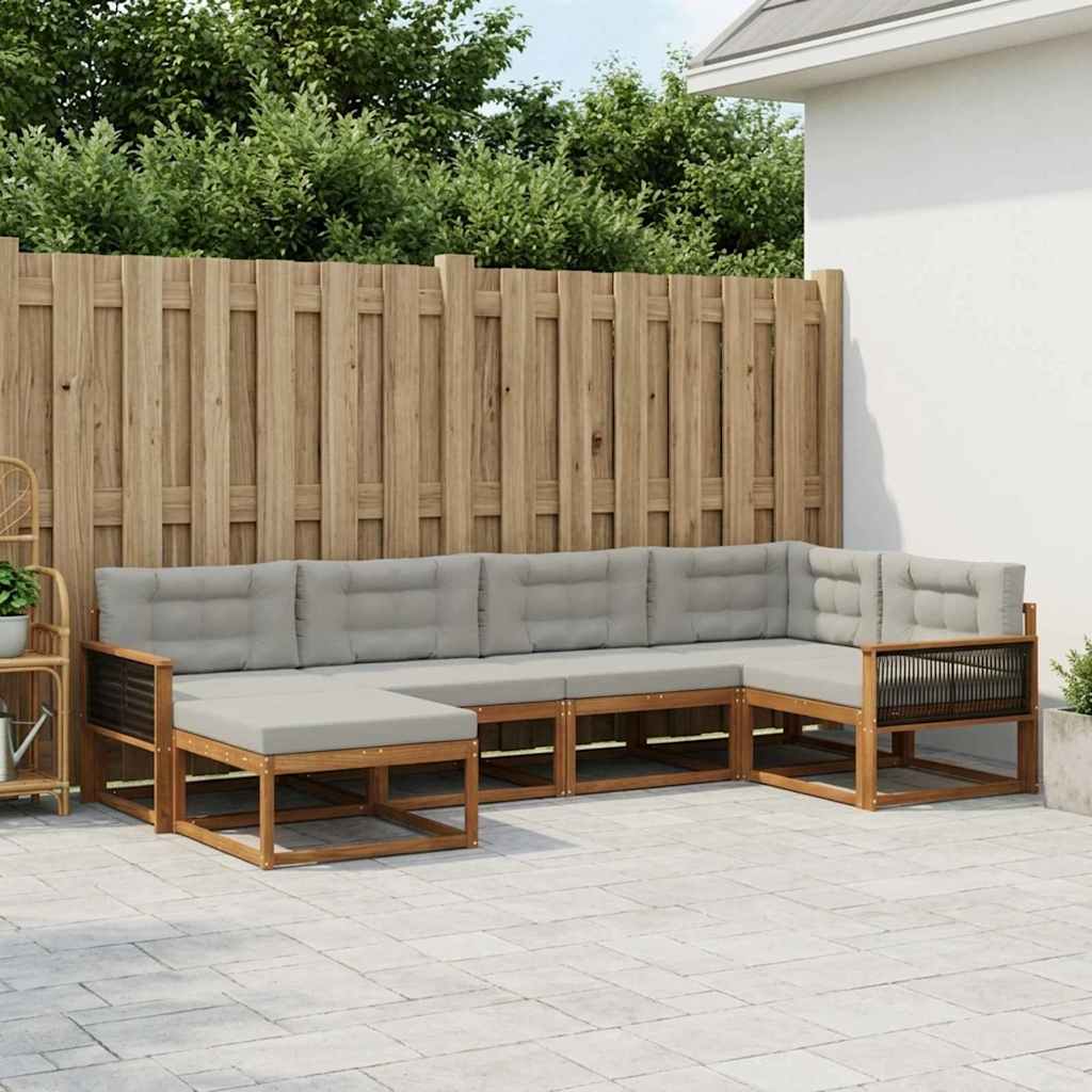 Set vanjskih sofa s jastukom 6 pcs Prirodna i Svjetlosiva