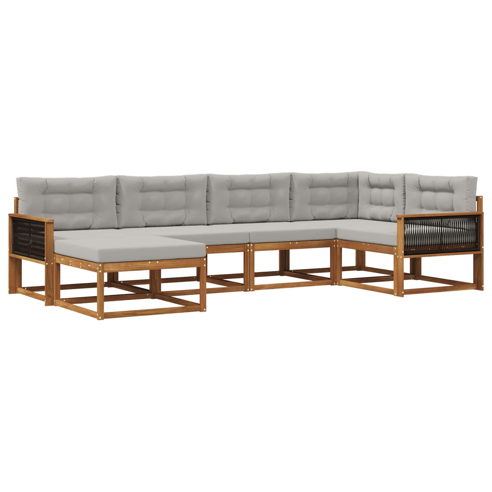 Set vanjskih sofa s jastukom 6 pcs Prirodna i Svjetlosiva