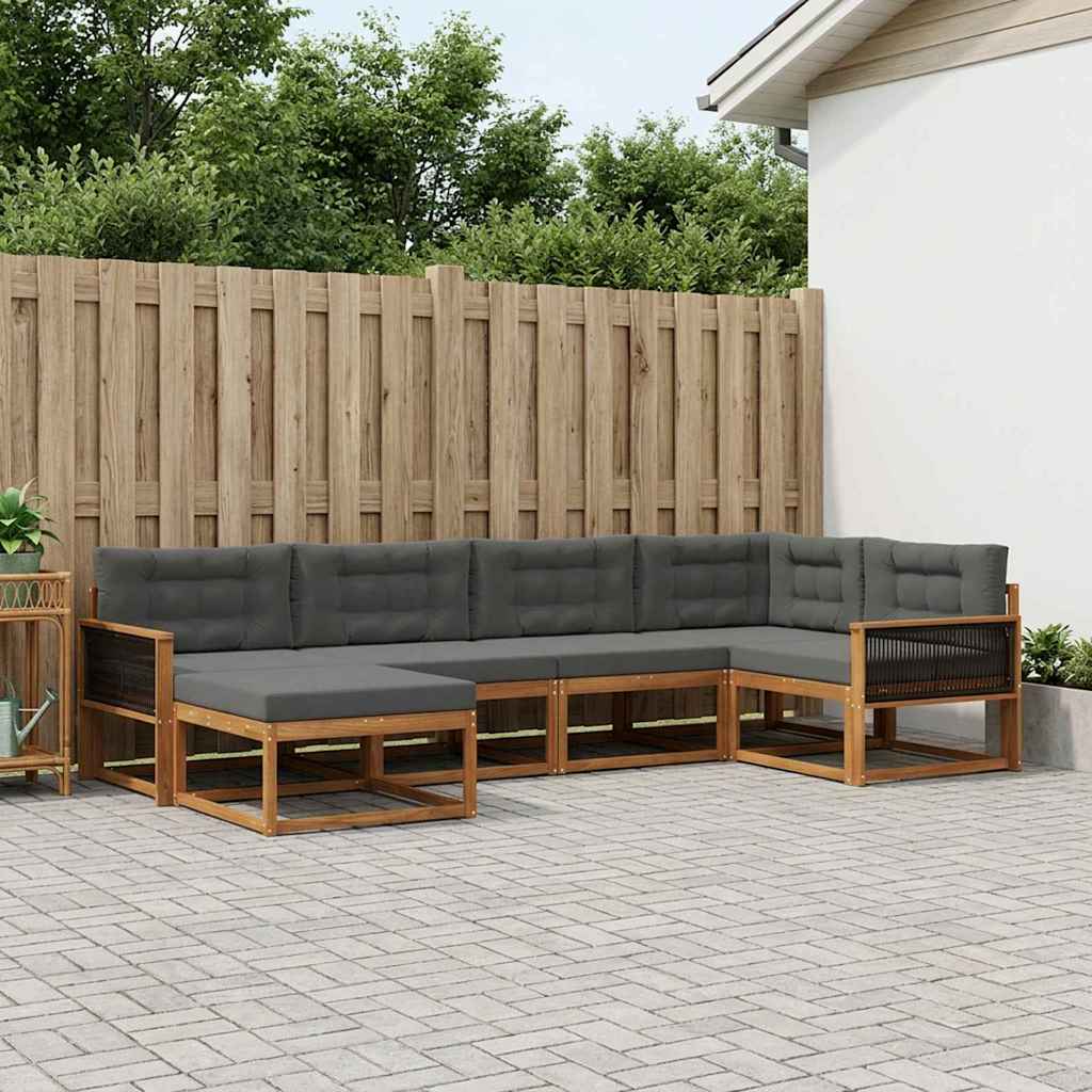 Set vanjskih sofa 6 kom. Prirodna i antracit