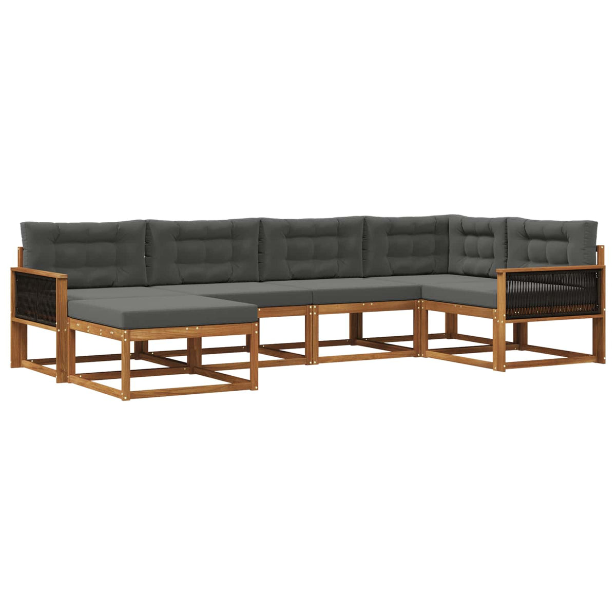 Set vanjskih sofa 6 kom. Prirodna i antracit