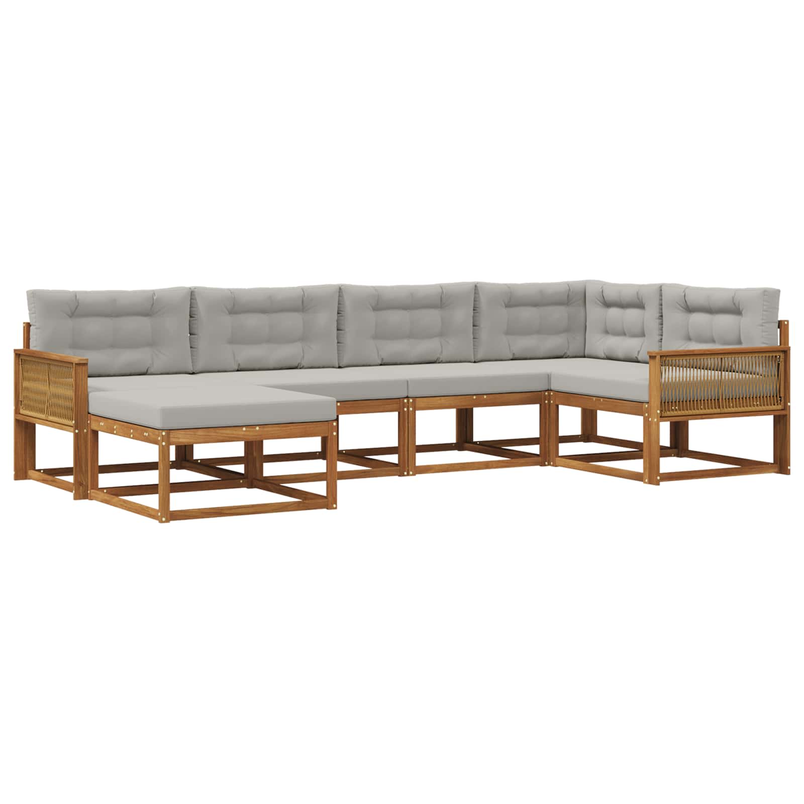 Set vanjskih sofa s jastukom 6 pcs Prirodna i Svjetlosiva