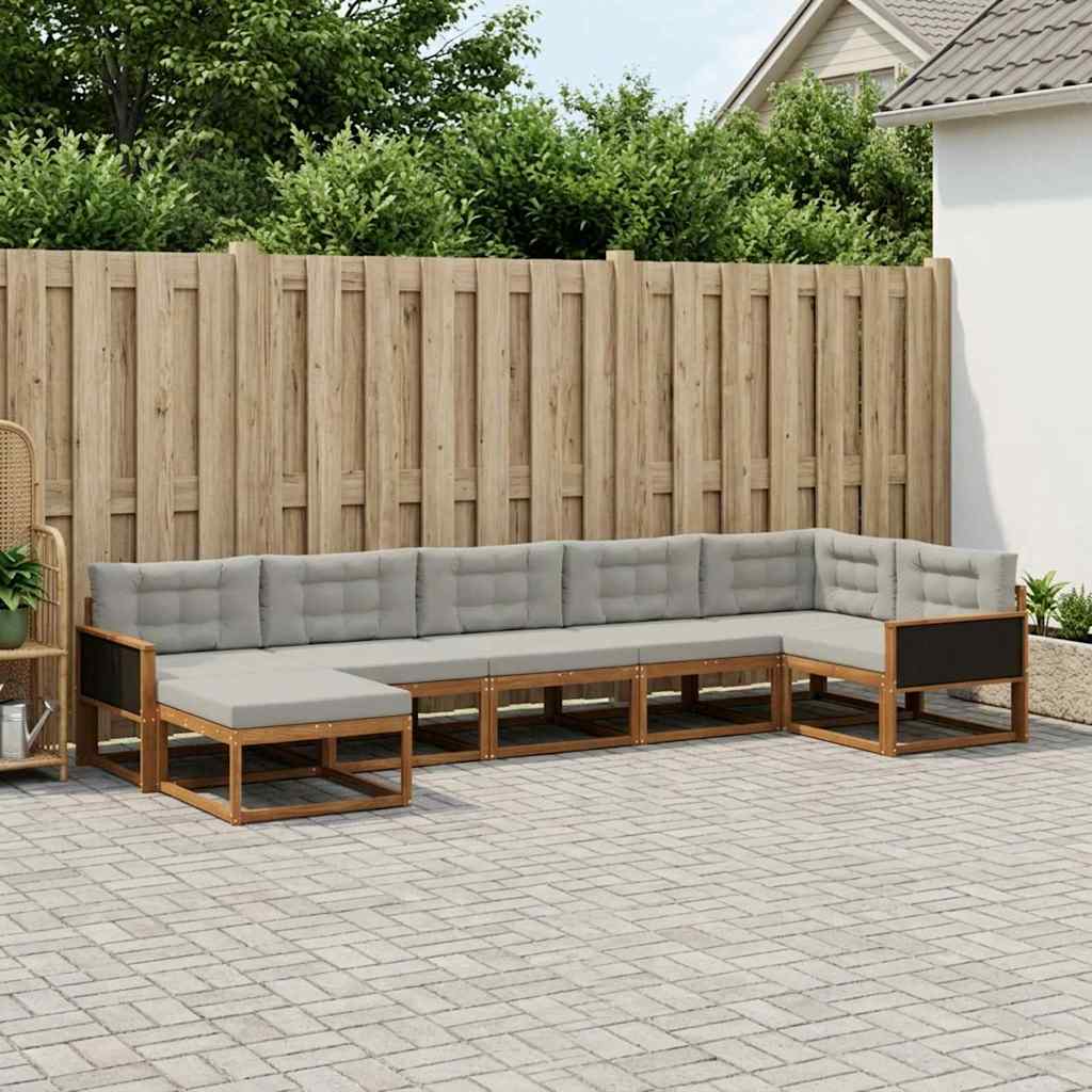 Set vanjskih sofa s jastukom 7 pcs Prirodna i svjetlosiva